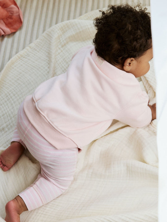 Pink/White Baby Jacket, Top and Leggings Set 3 Piece (0mths-2yrs)