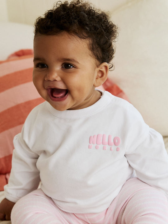 Pink/White Baby Jacket, Top and Leggings Set 3 Piece (0mths-2yrs)