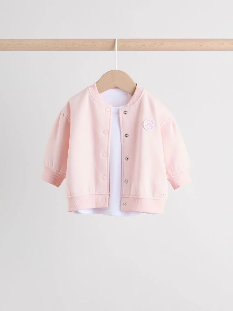 Pink/White Baby Jacket, Top and Leggings Set 3 Piece (0mths-2yrs)