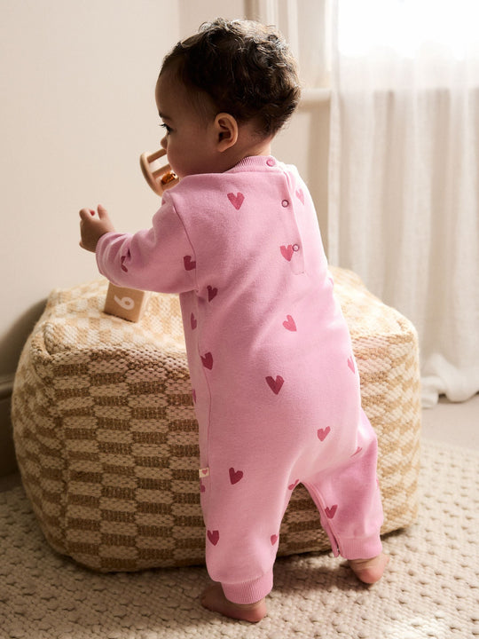 Pink Heart Printed Jersey Baby Romper (0mths-3yrs)