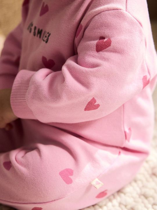 Pink Heart Printed Jersey Baby Romper (0mths-3yrs)