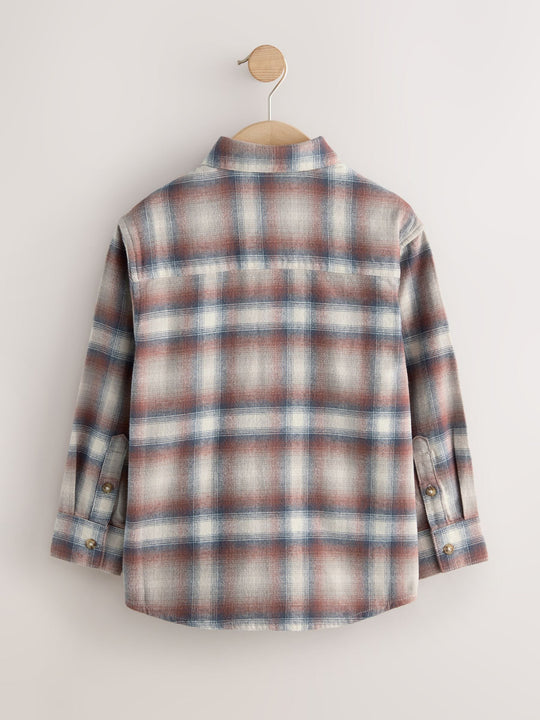 Rust Brown Long Sleeve Check Shirt and T-Shirt Set 2 Piece (3-16yrs)