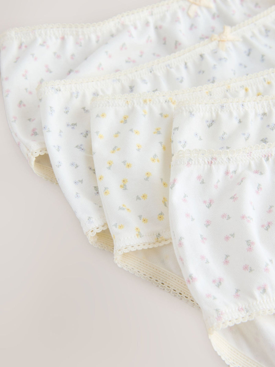 Ecru/Pink Ditsy Print Briefs 5 Pack (1.5-16yrs)