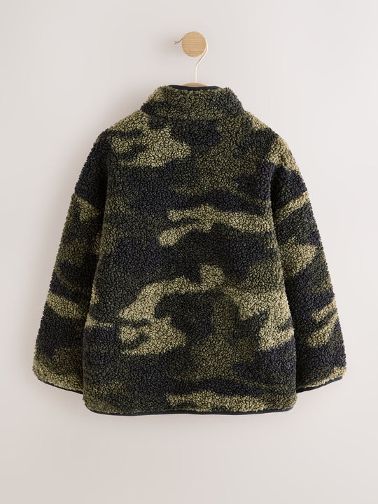 Khaki Borg Fleece Camo Bomber Shacket (3-16yrs)