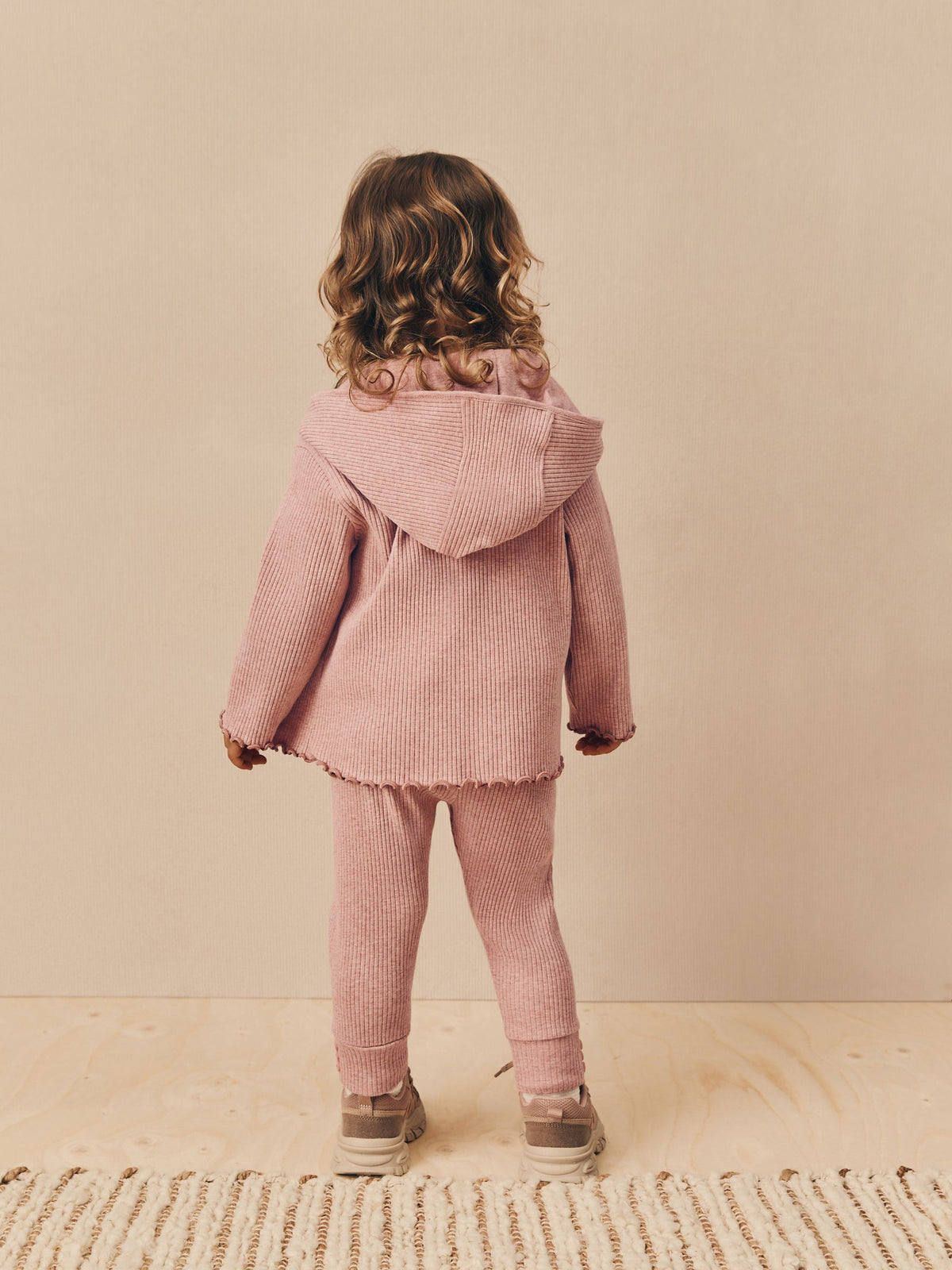Light Pink Ribbed Hooded Cardigan and Leggings Set (3mths-7yrs)