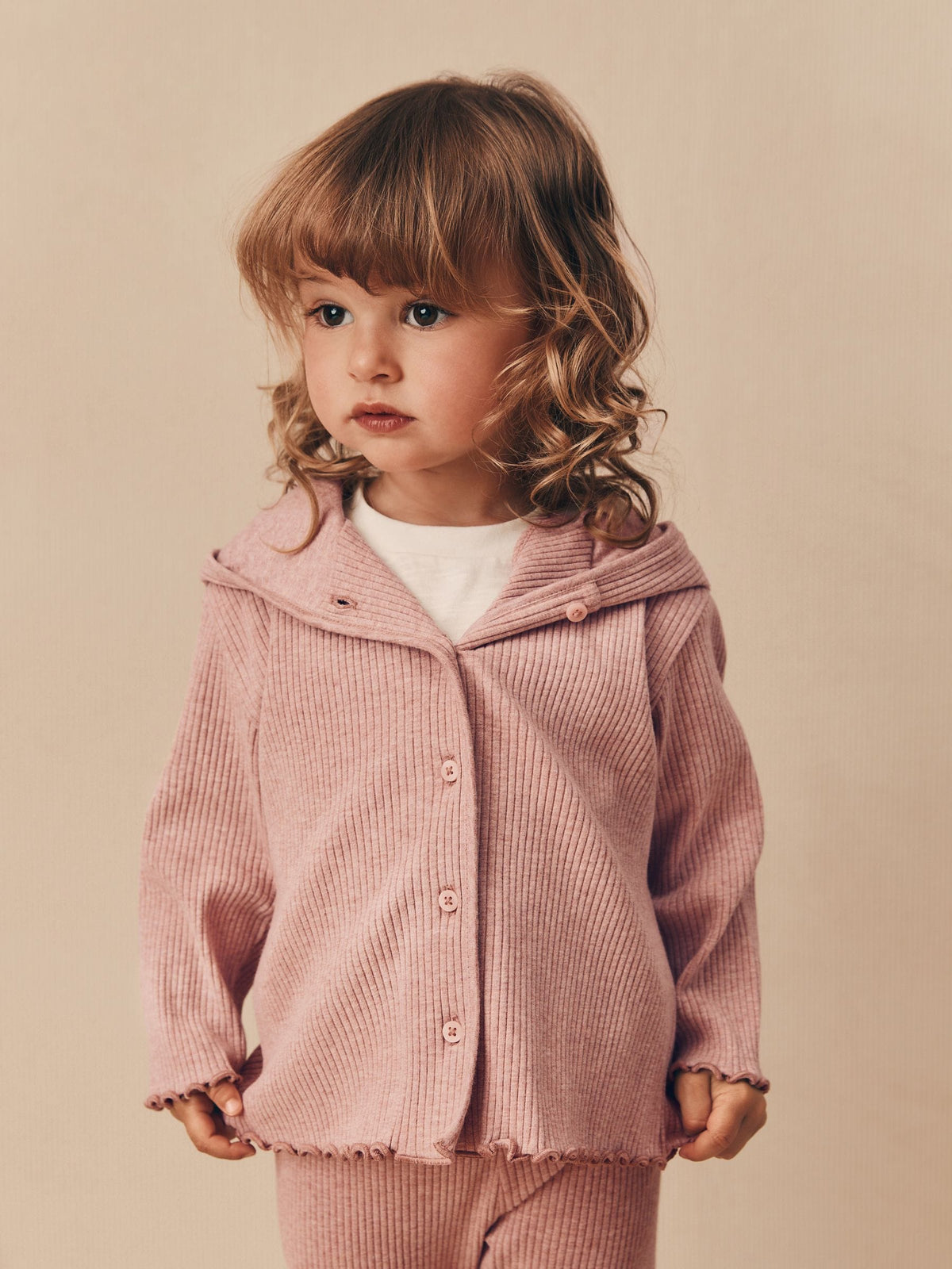 Light Pink Ribbed Hooded Cardigan and Leggings Set (3mths-7yrs)