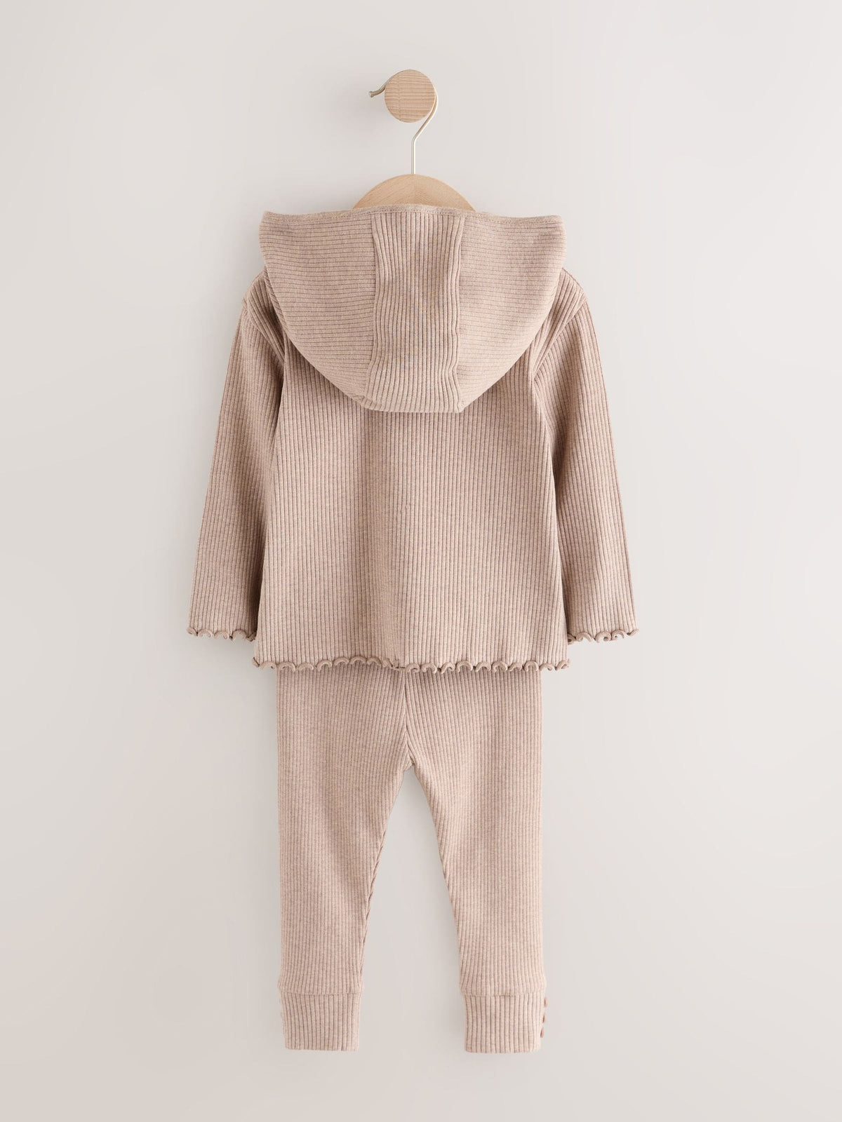 Brown Ribbed Hooded Cardigan and Leggings Set (3mths-7yrs)