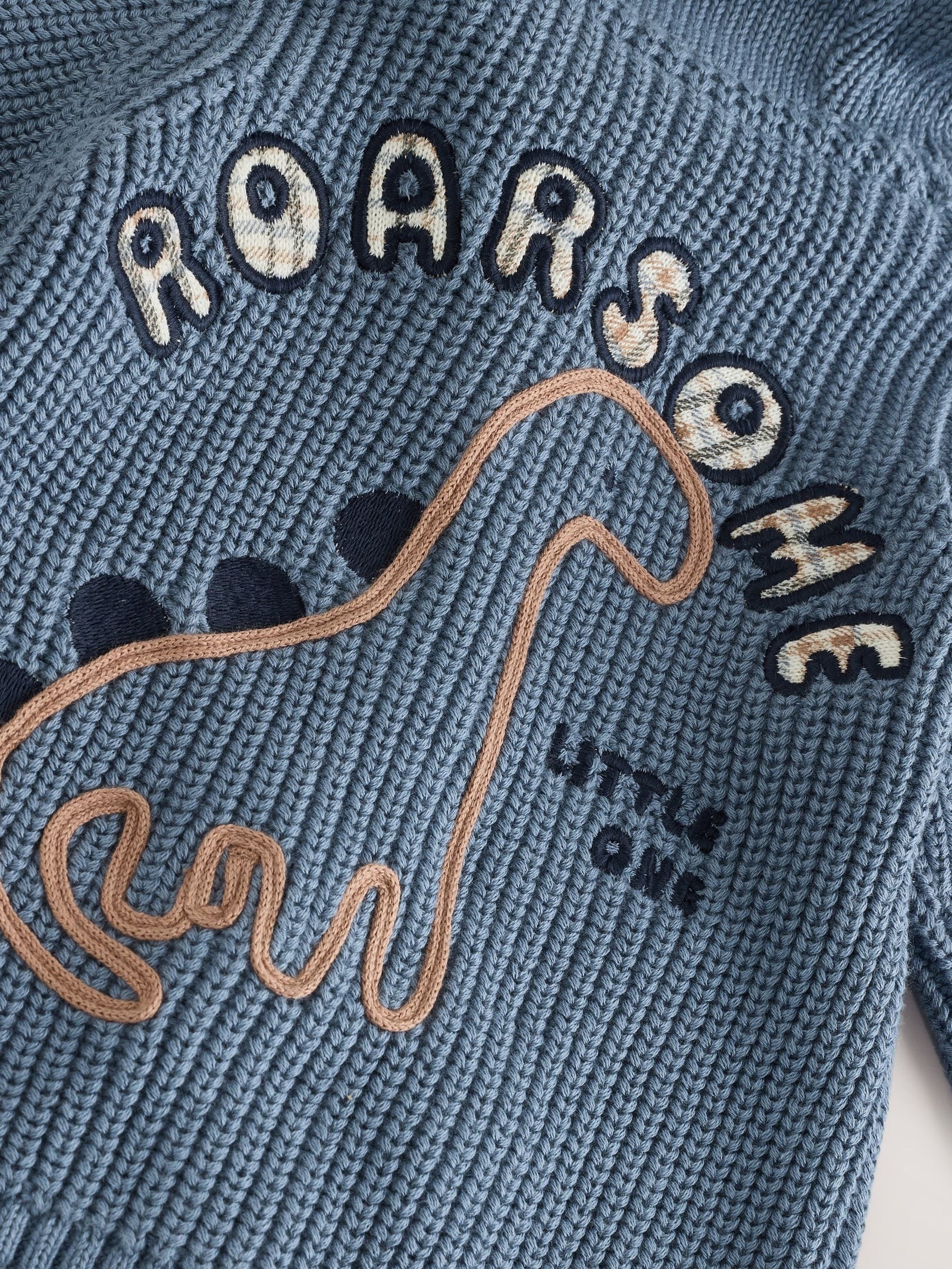 Navy Dinosaur Print Embroidered Baby Knitted Hooded Cardigan (0mths-2yrs)