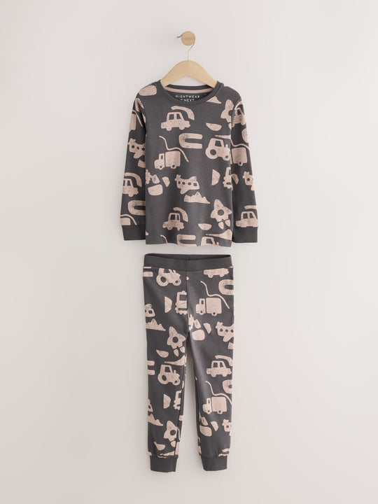 Brown/Cream Transport Mini Snuggle Pyjamas 3 Pack (9mths-10yrs)