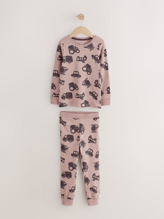 Brown/Cream Transport Mini Snuggle Pyjamas 3 Pack (9mths-10yrs)