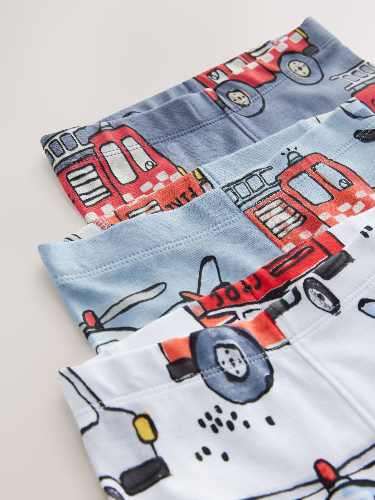 Red/Blue Emergency Vehicle Snuggle Pyjamas 3 Pack (9mths-10yrs)