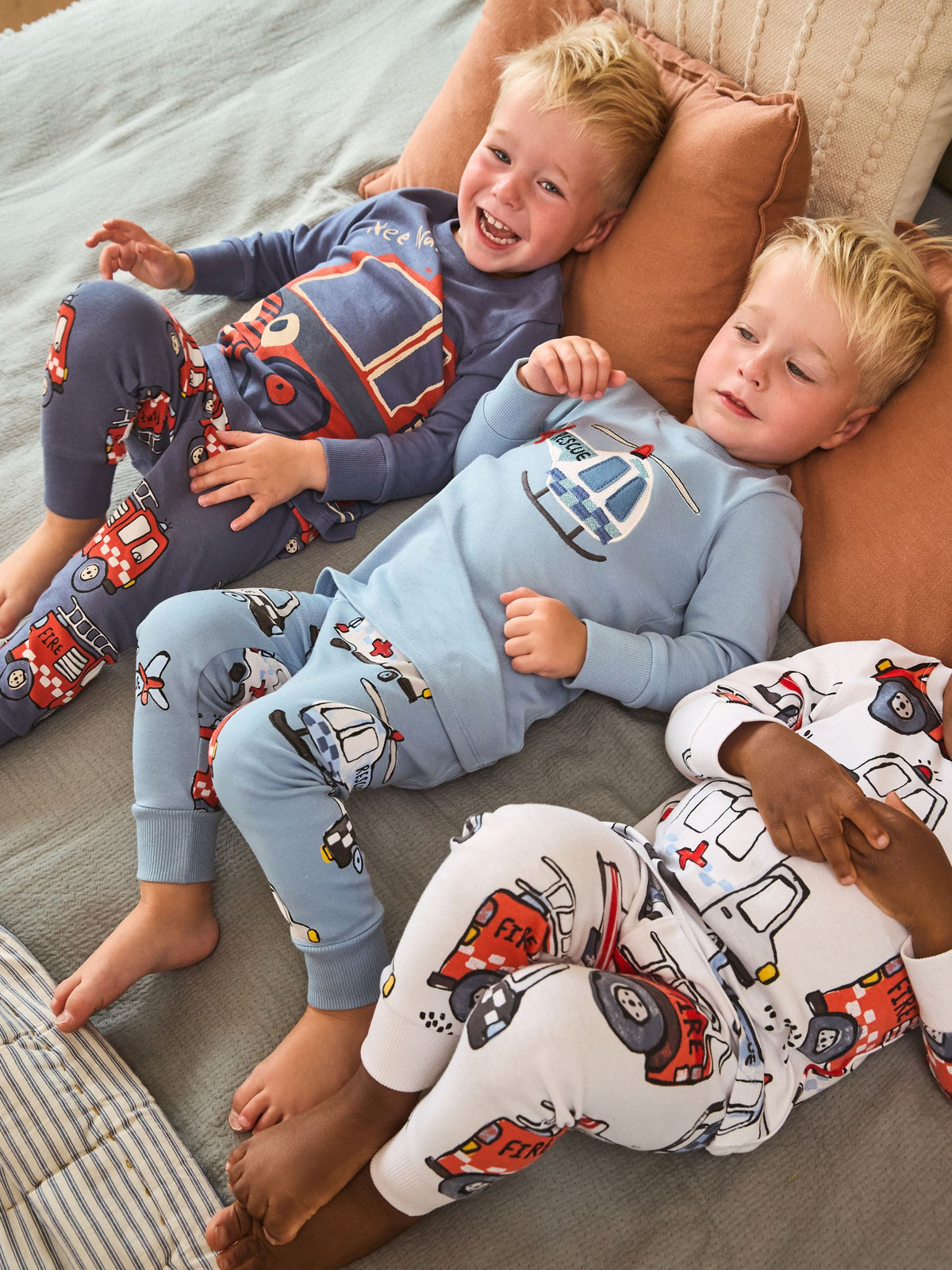 Red/Blue Emergency Vehicle Snuggle Pyjamas 3 Pack (9mths-10yrs)