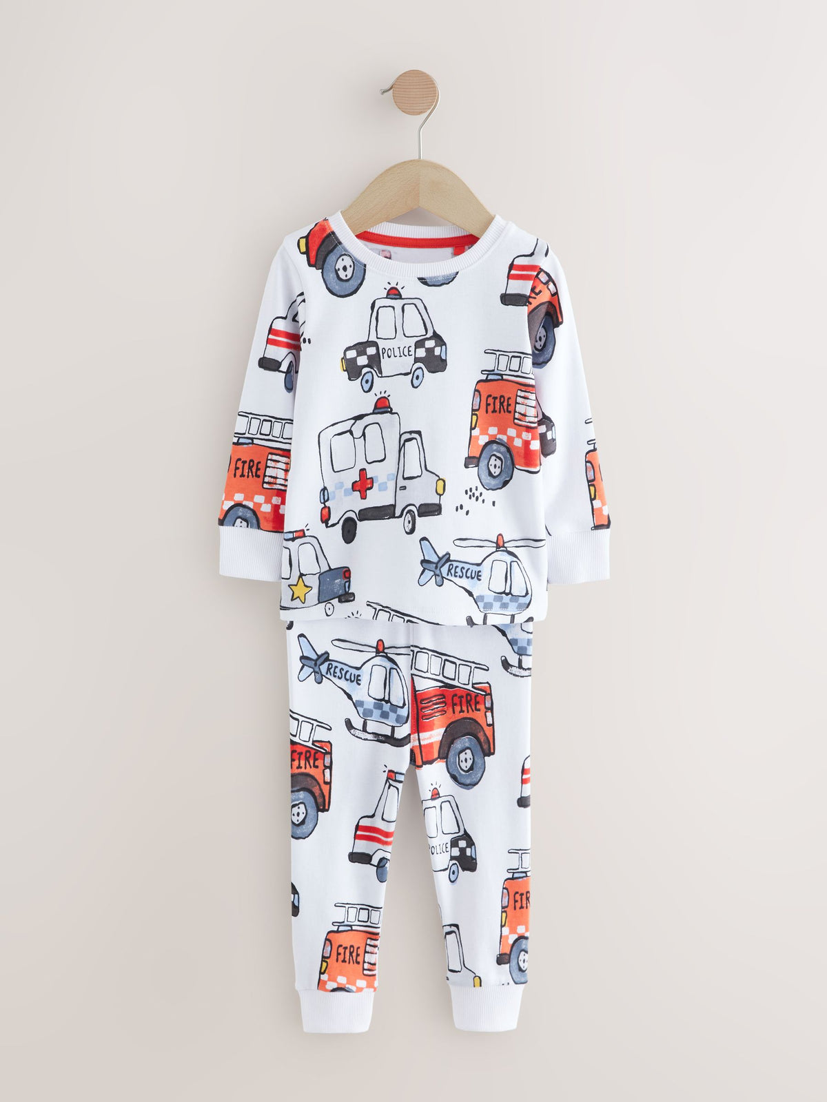 Red/Blue Emergency Vehicle Snuggle Pyjamas 3 Pack (9mths-10yrs)
