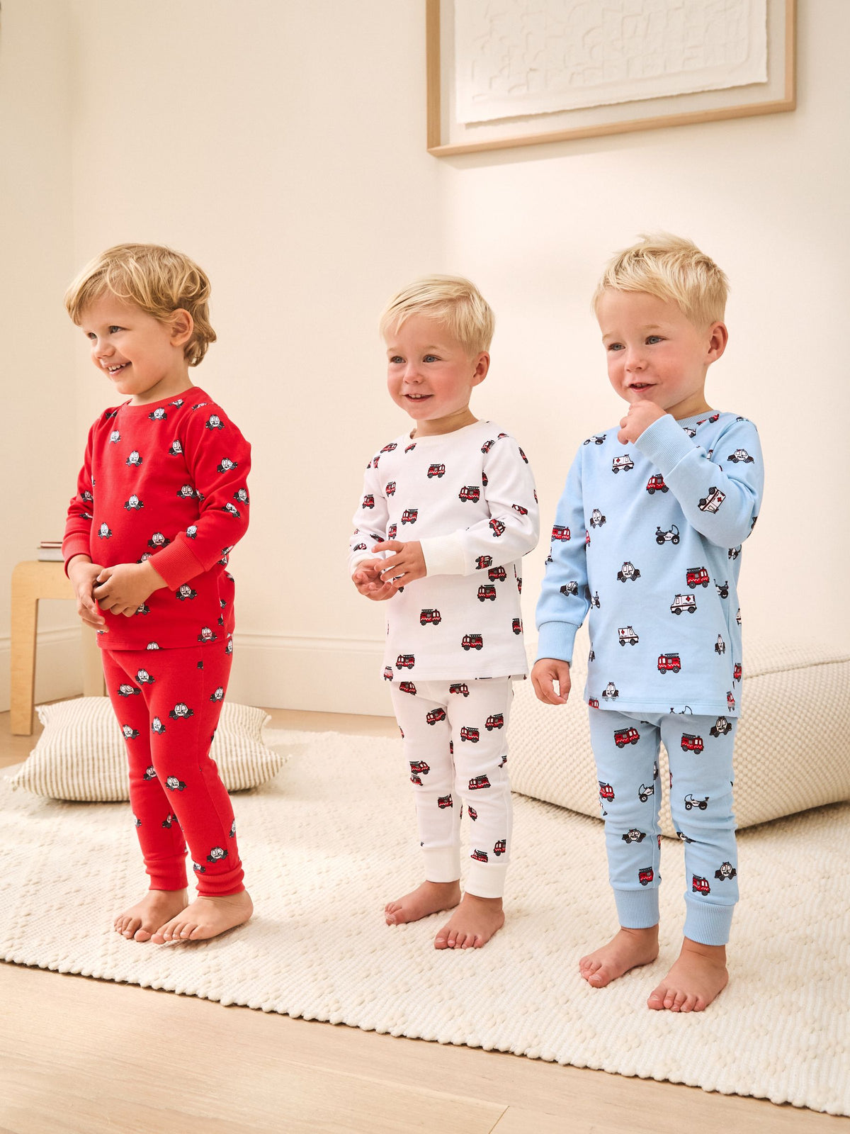 Dark Red/Blue Emergency Vehicle Snuggle Pyjamas 3 Pack (9mths-10yrs)