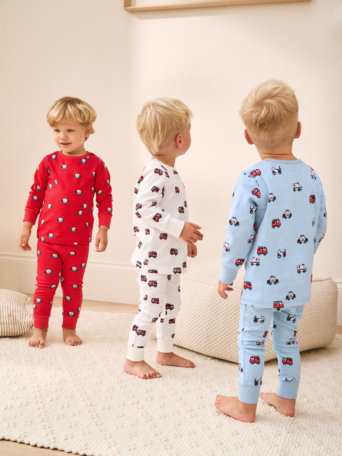 Dark Red/Blue Emergency Vehicle Snuggle Pyjamas 3 Pack (9mths-10yrs)