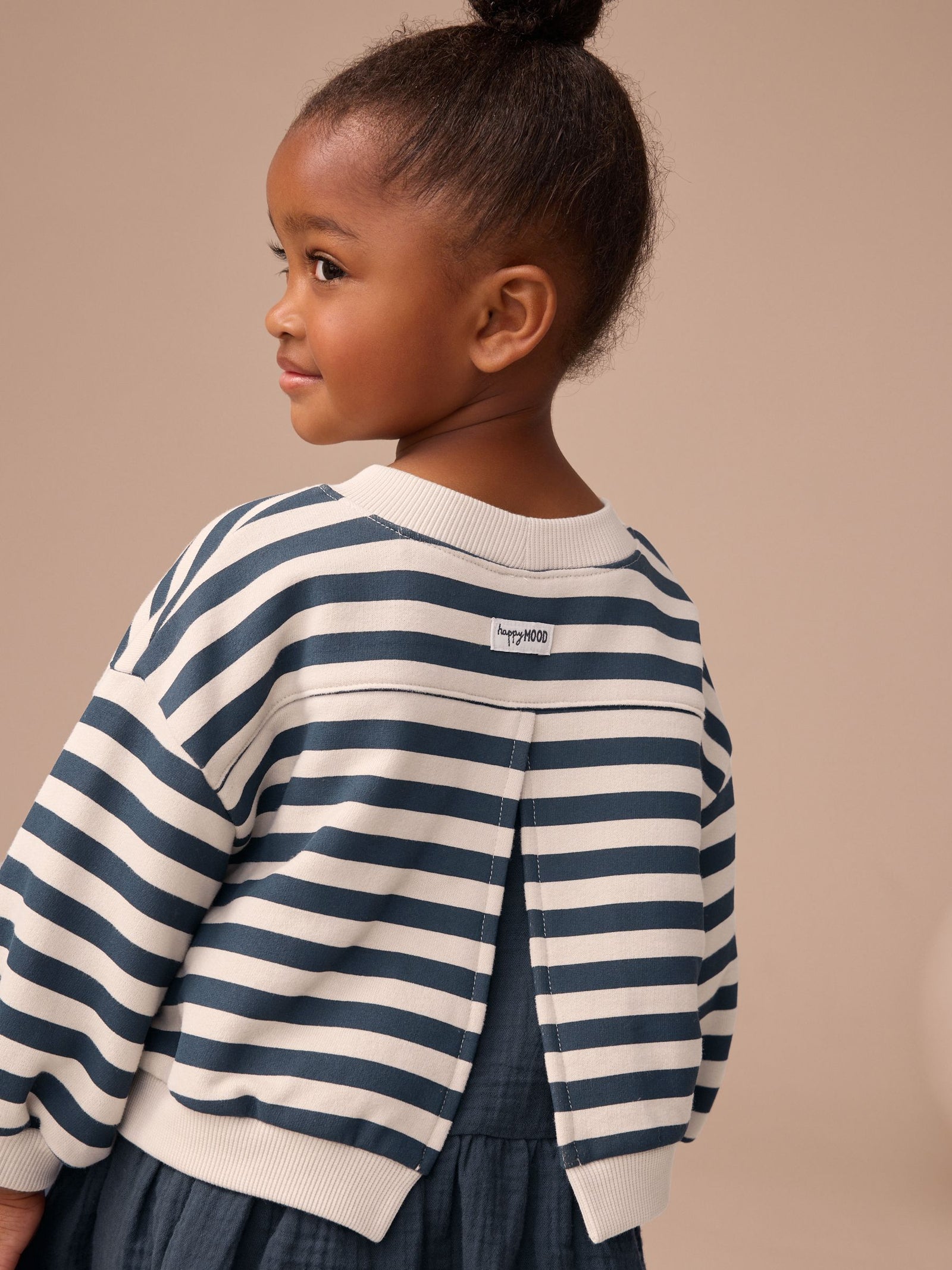 Navy Striped Mesh Skirt Sweat Dress (3mths-7yrs)