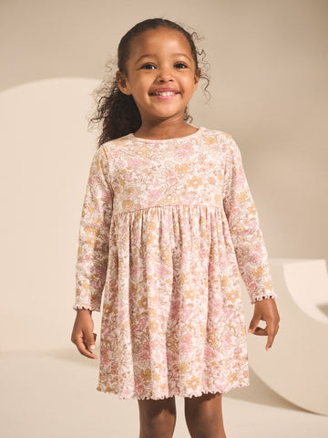 Floral Long Sleeve Ribbed Dress (3mths-7yrs)