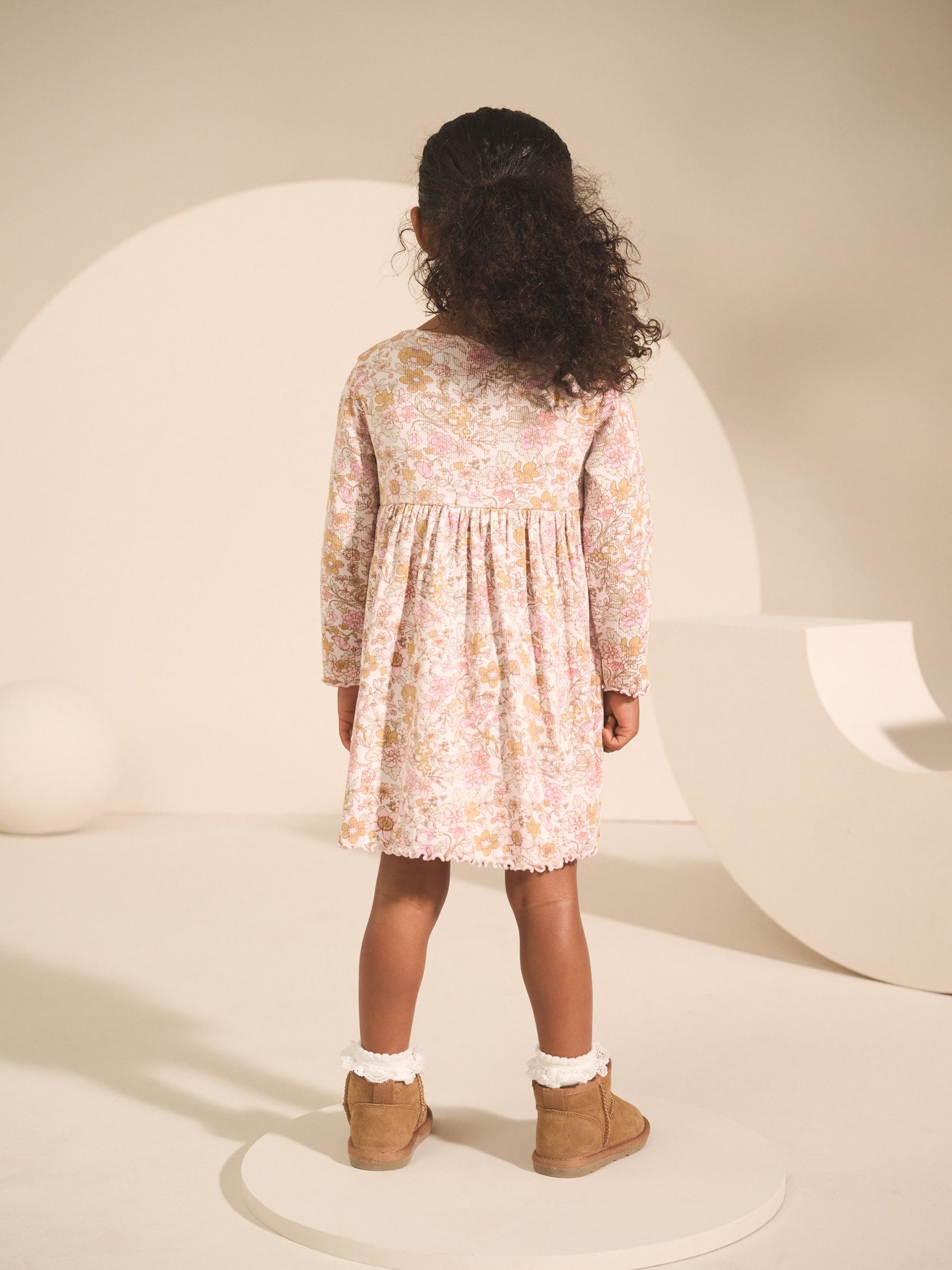 Floral Long Sleeve Ribbed Dress (3mths-7yrs)