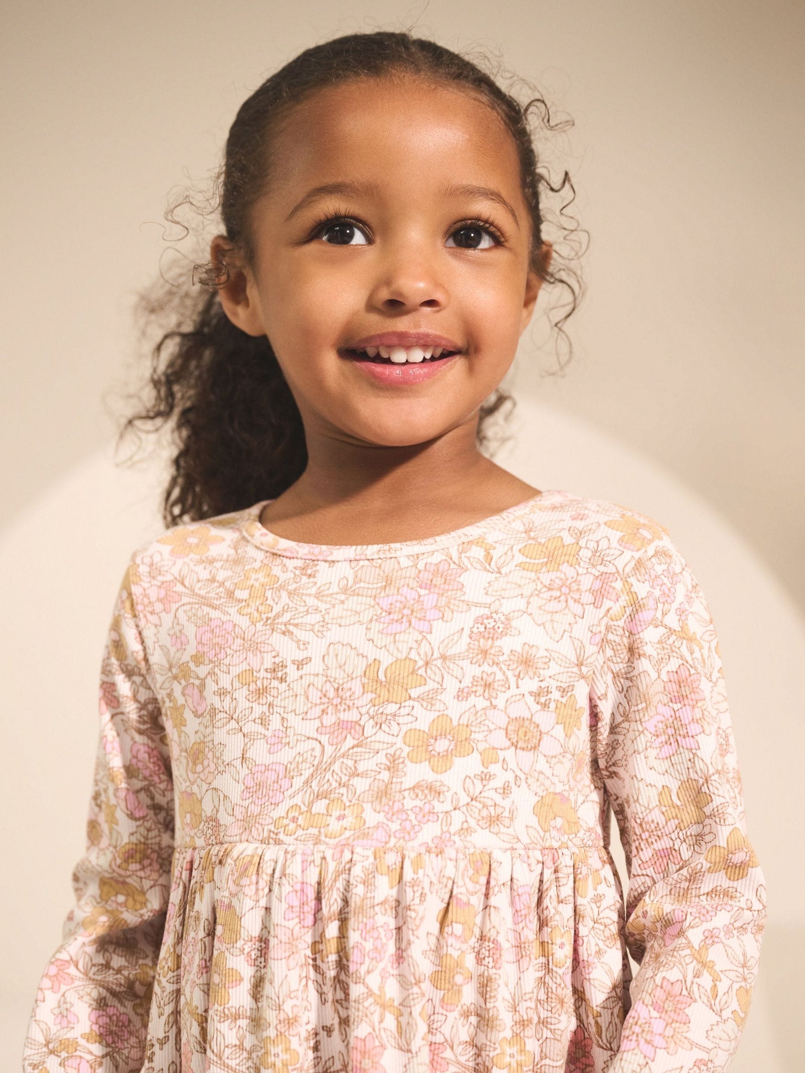 Floral Long Sleeve Ribbed Dress (3mths-7yrs)