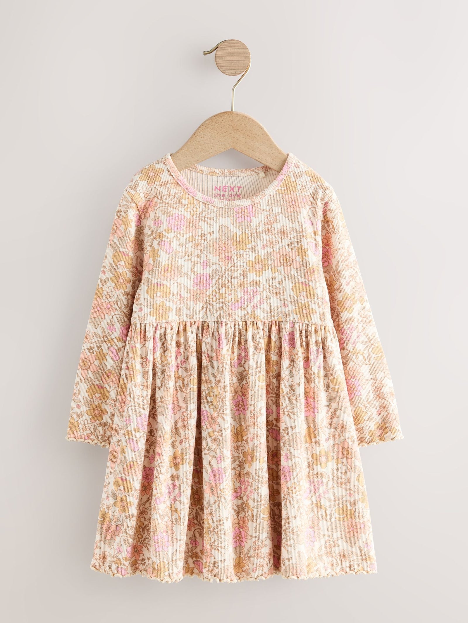 Floral Long Sleeve Ribbed Dress (3mths-7yrs)
