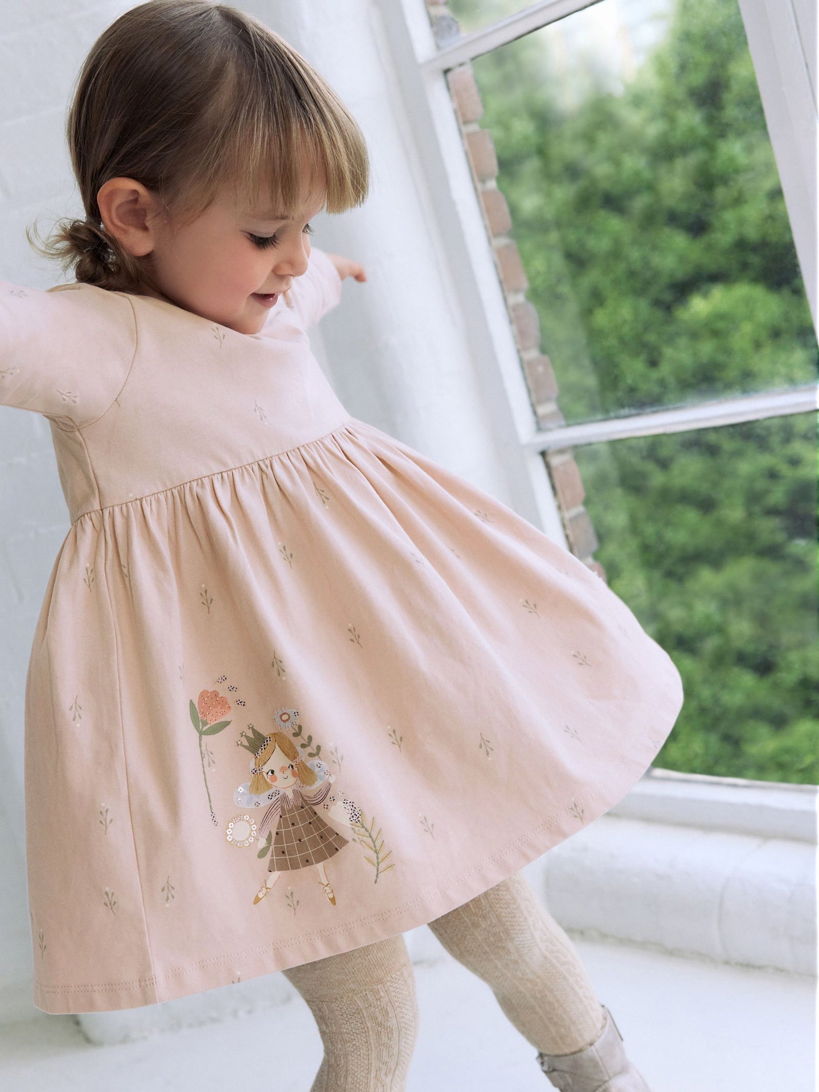 Pink Fairy Long Sleeve Embellished Dress (3mths-7yrs)