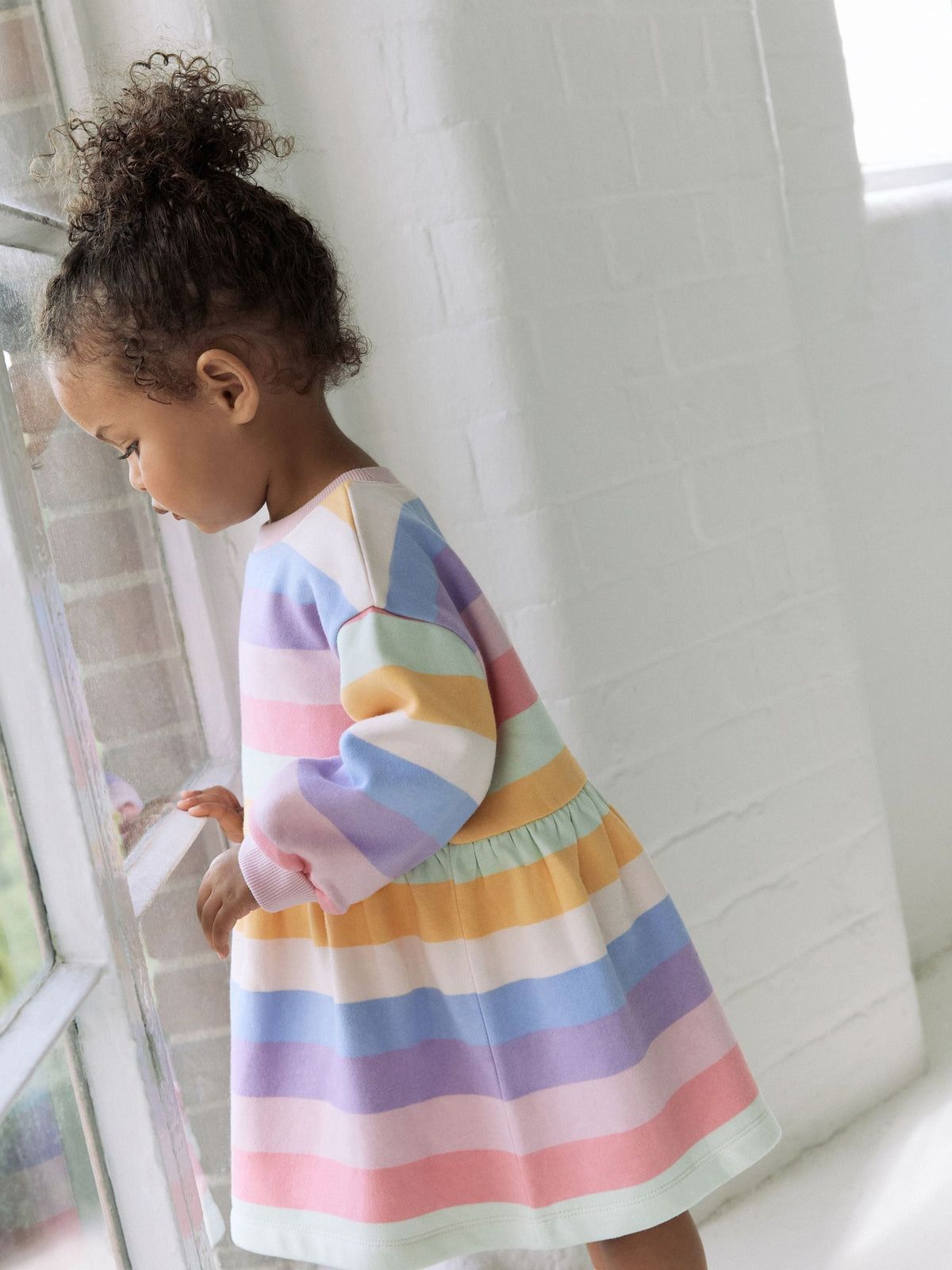 Rainbow Striped Long Sleeve Sweat Dress (3mths-7yrs)