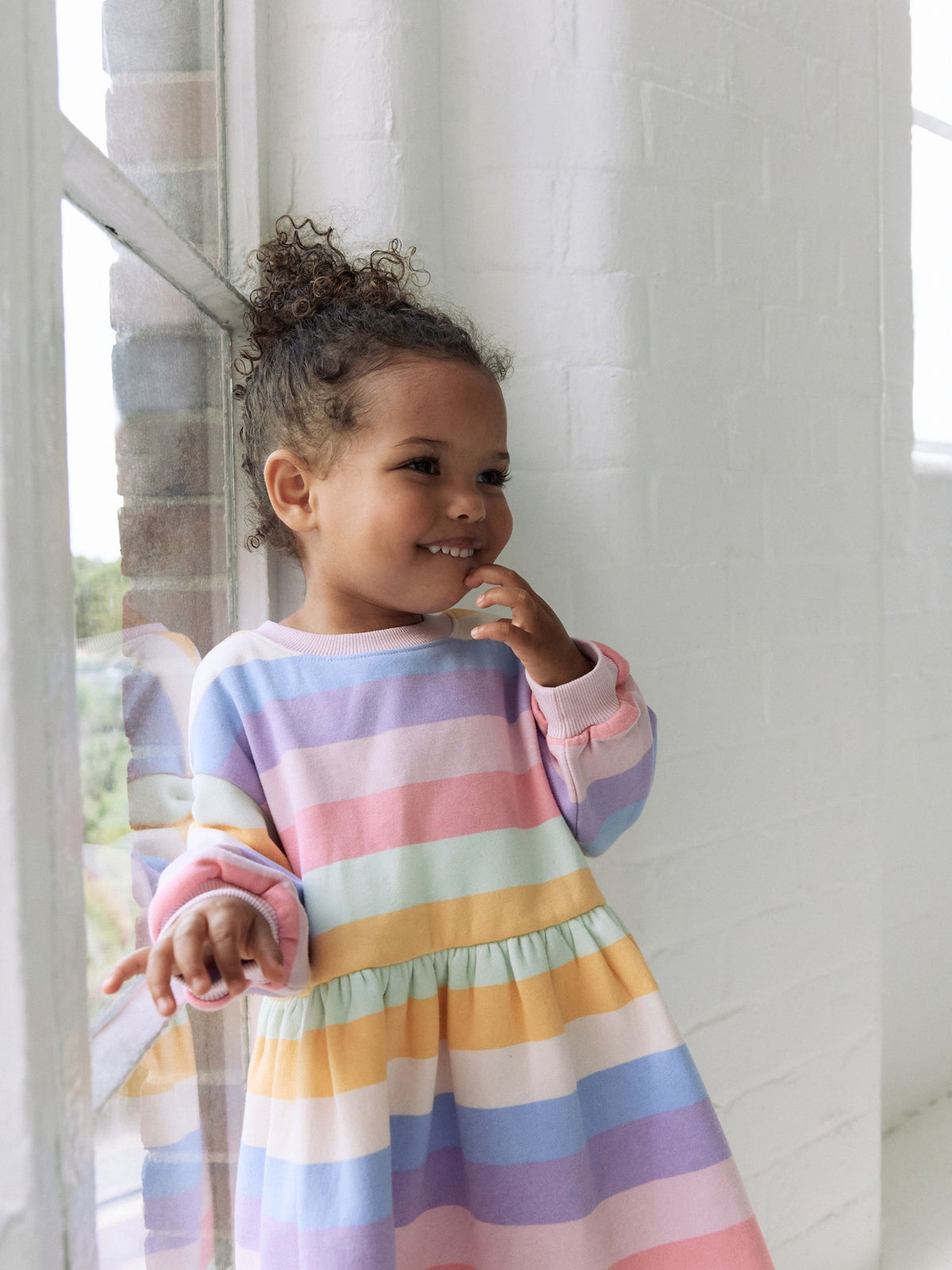 Rainbow Striped Long Sleeve Sweat Dress (3mths-7yrs)