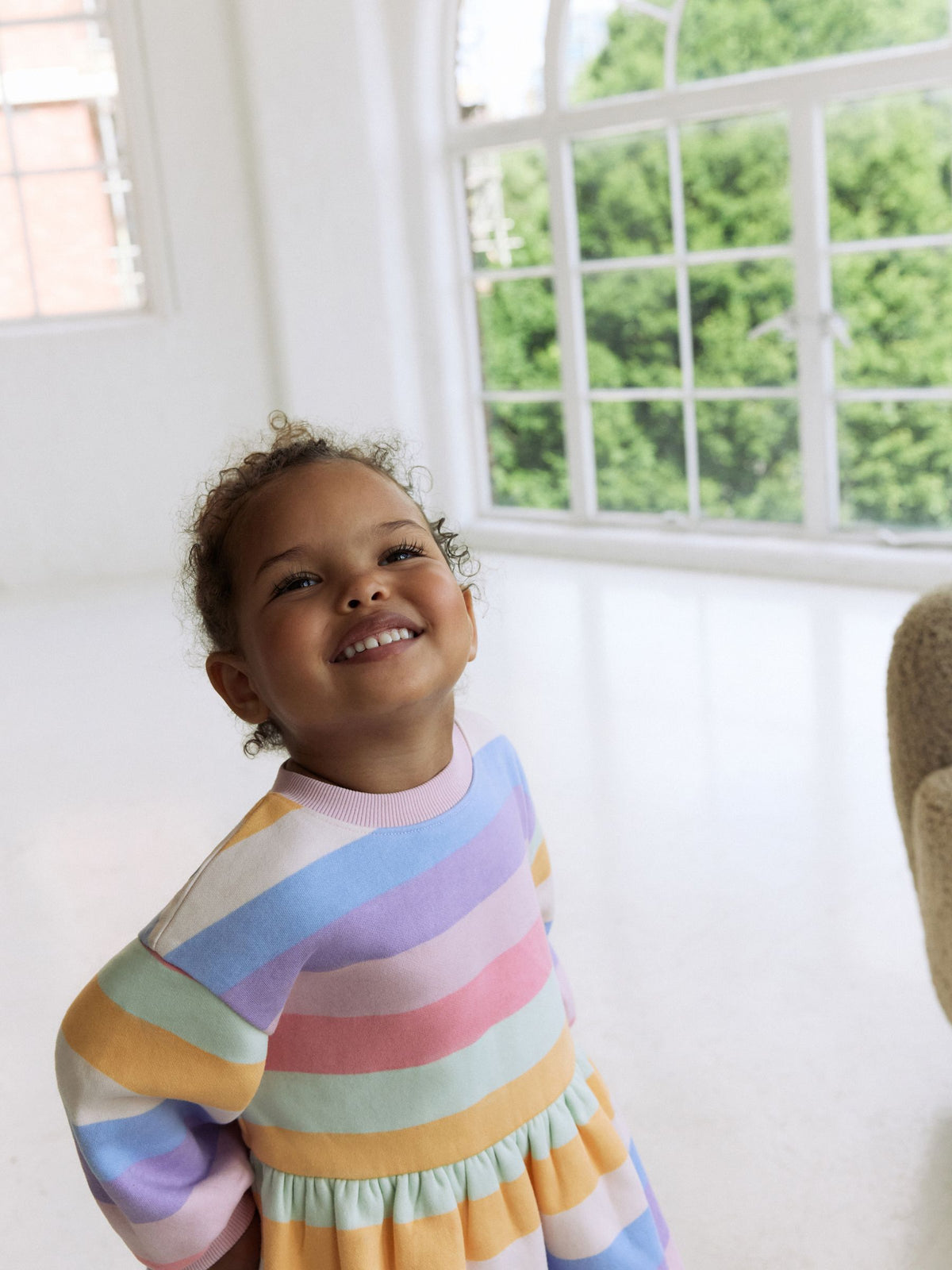 Rainbow Striped Long Sleeve Sweat Dress (3mths-7yrs)