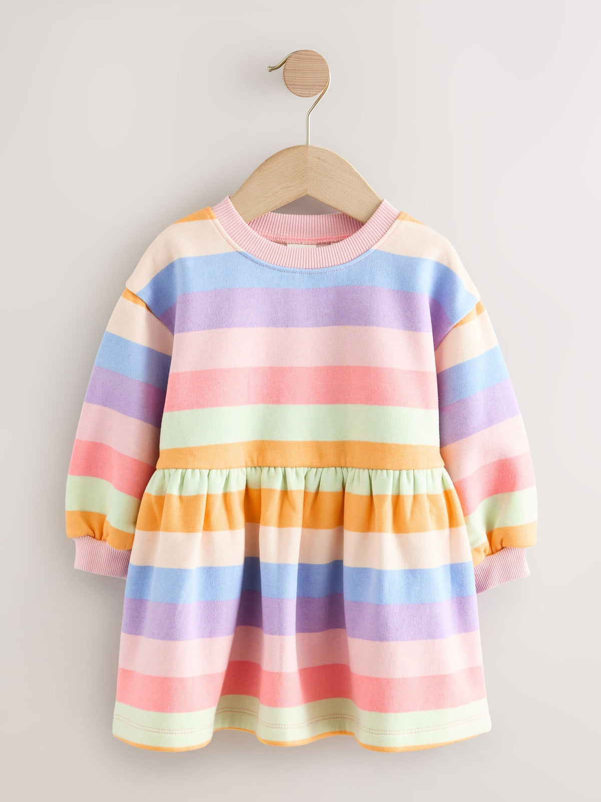 Rainbow Striped Long Sleeve Sweat Dress (3mths-7yrs)