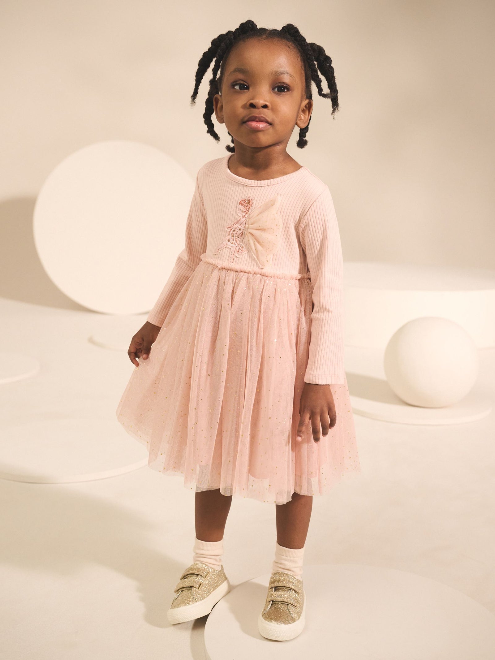 Pink Fairy Long Sleeve Mesh Party Dress (3mths-7yrs)