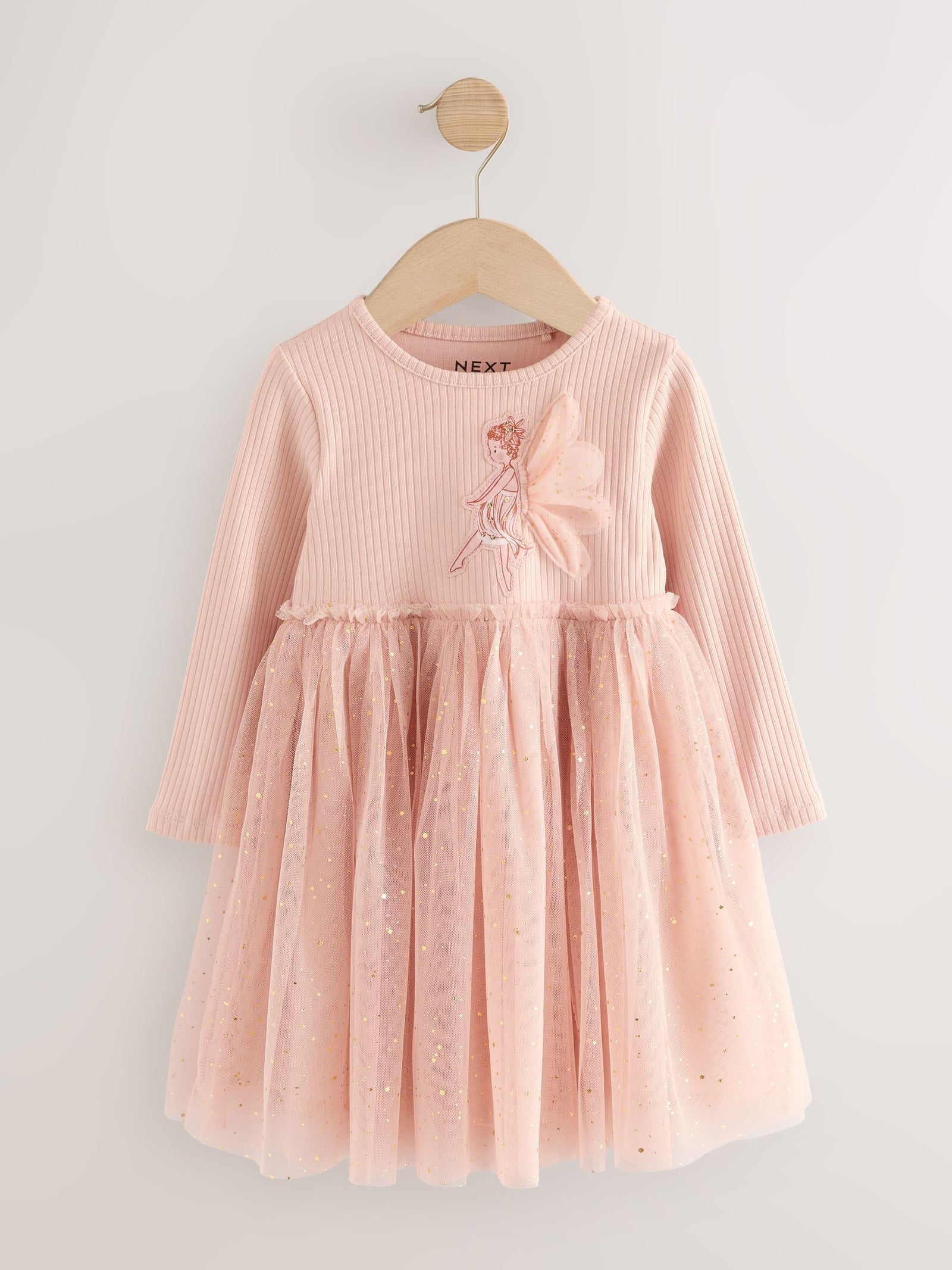 Pink Fairy Long Sleeve Mesh Party Dress (3mths-7yrs)