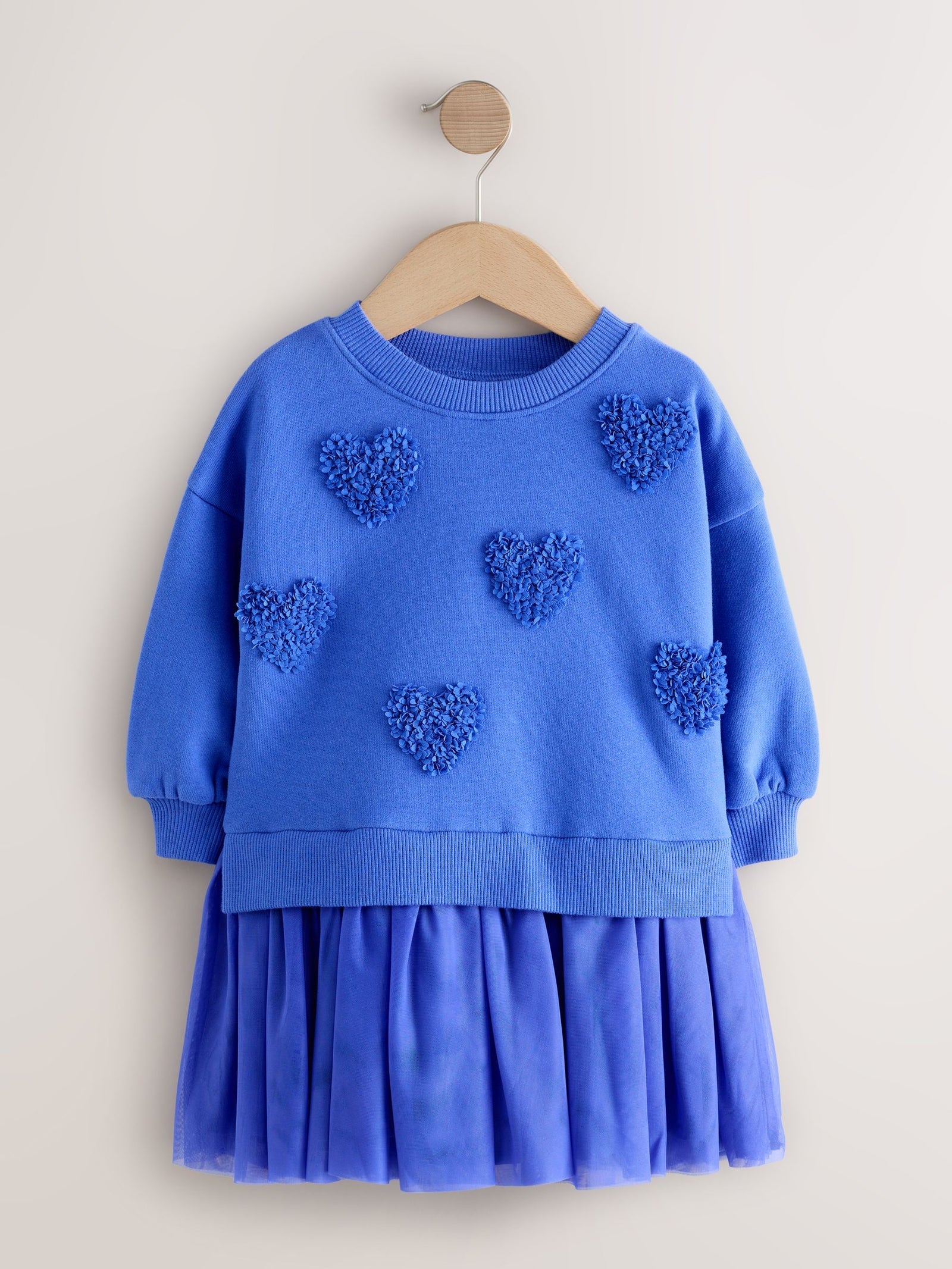 Blue Hearts Sweat Party Dress (3mths-7yrs)