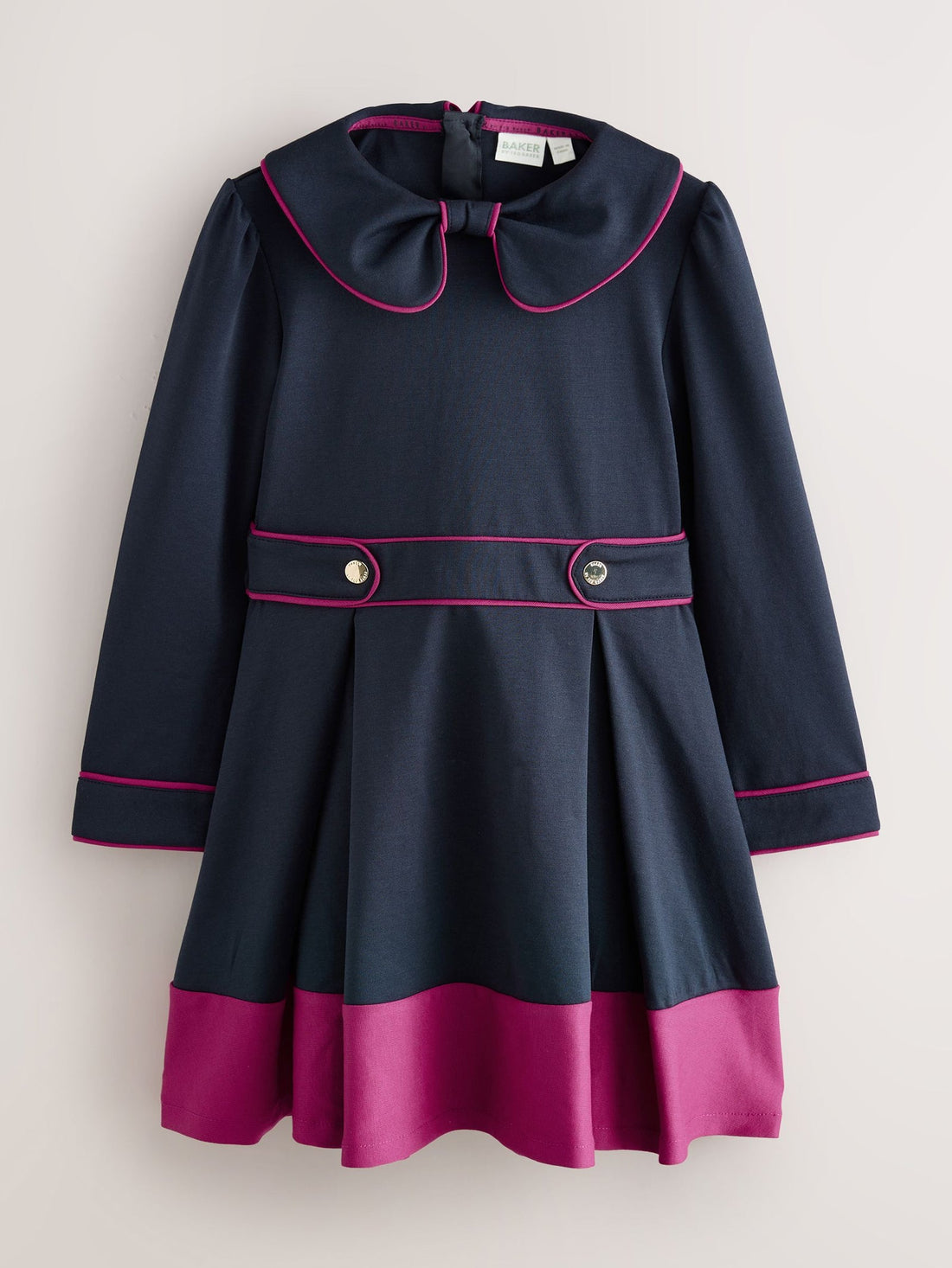 Baker by Ted Baker Bow Collar Pleated Ponte Dress