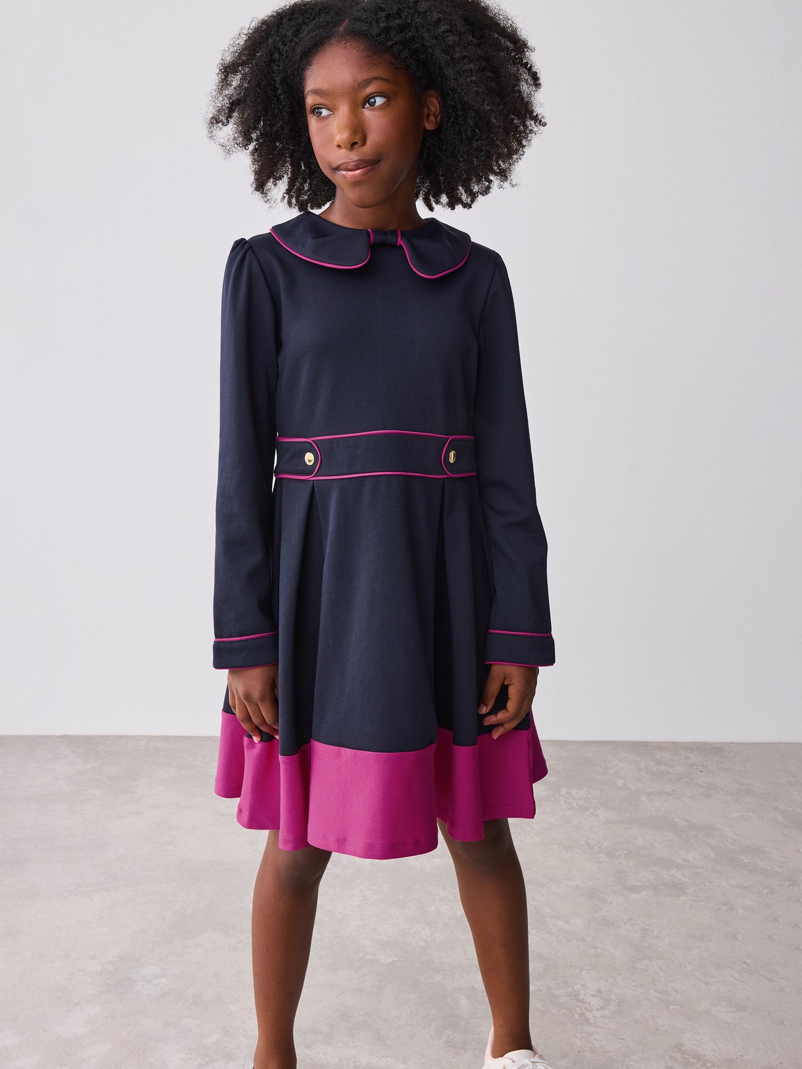 Baker by Ted Baker Bow Collar Pleated Ponte Dress