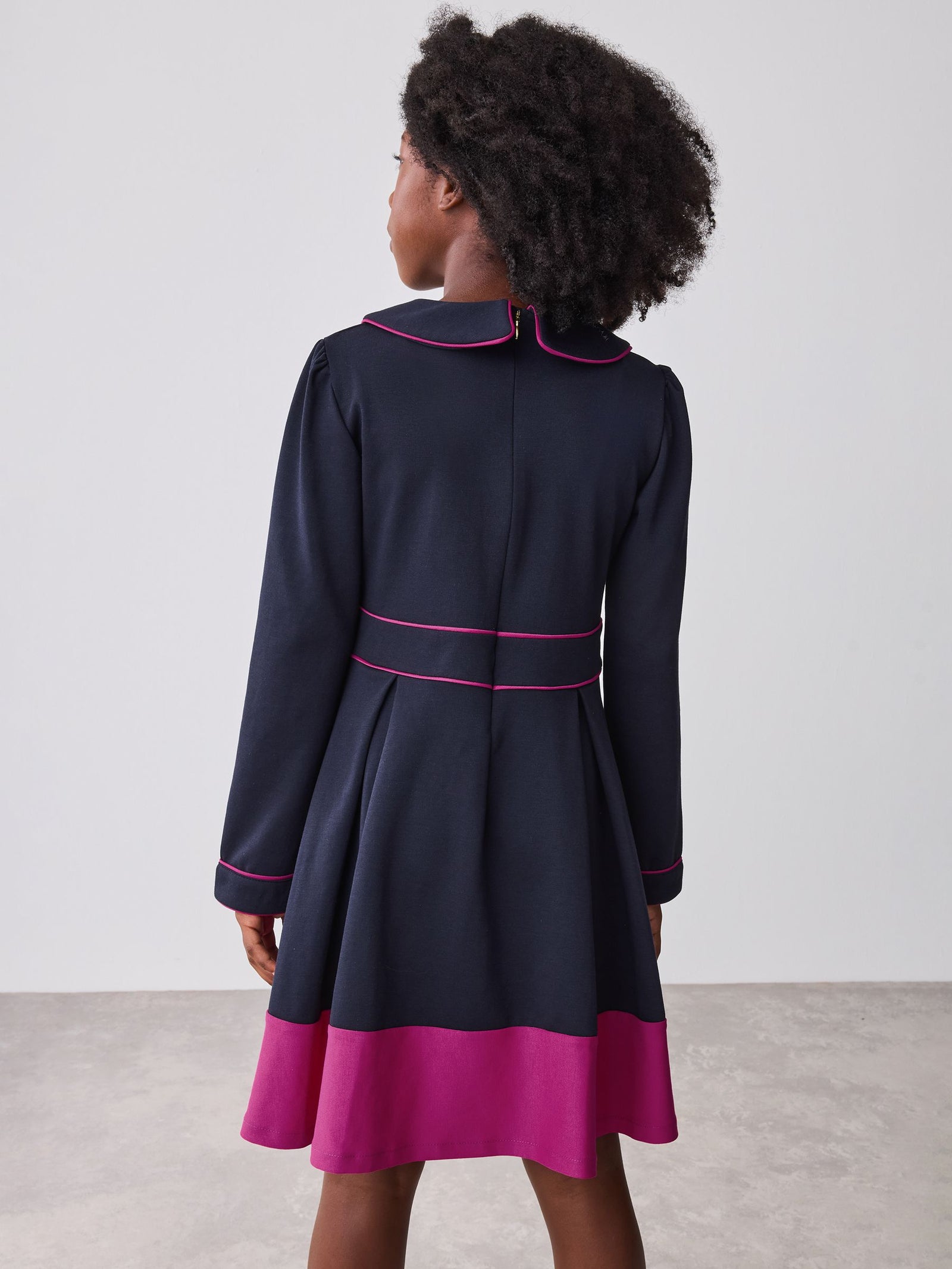 Baker by Ted Baker Bow Collar Pleated Ponte Dress