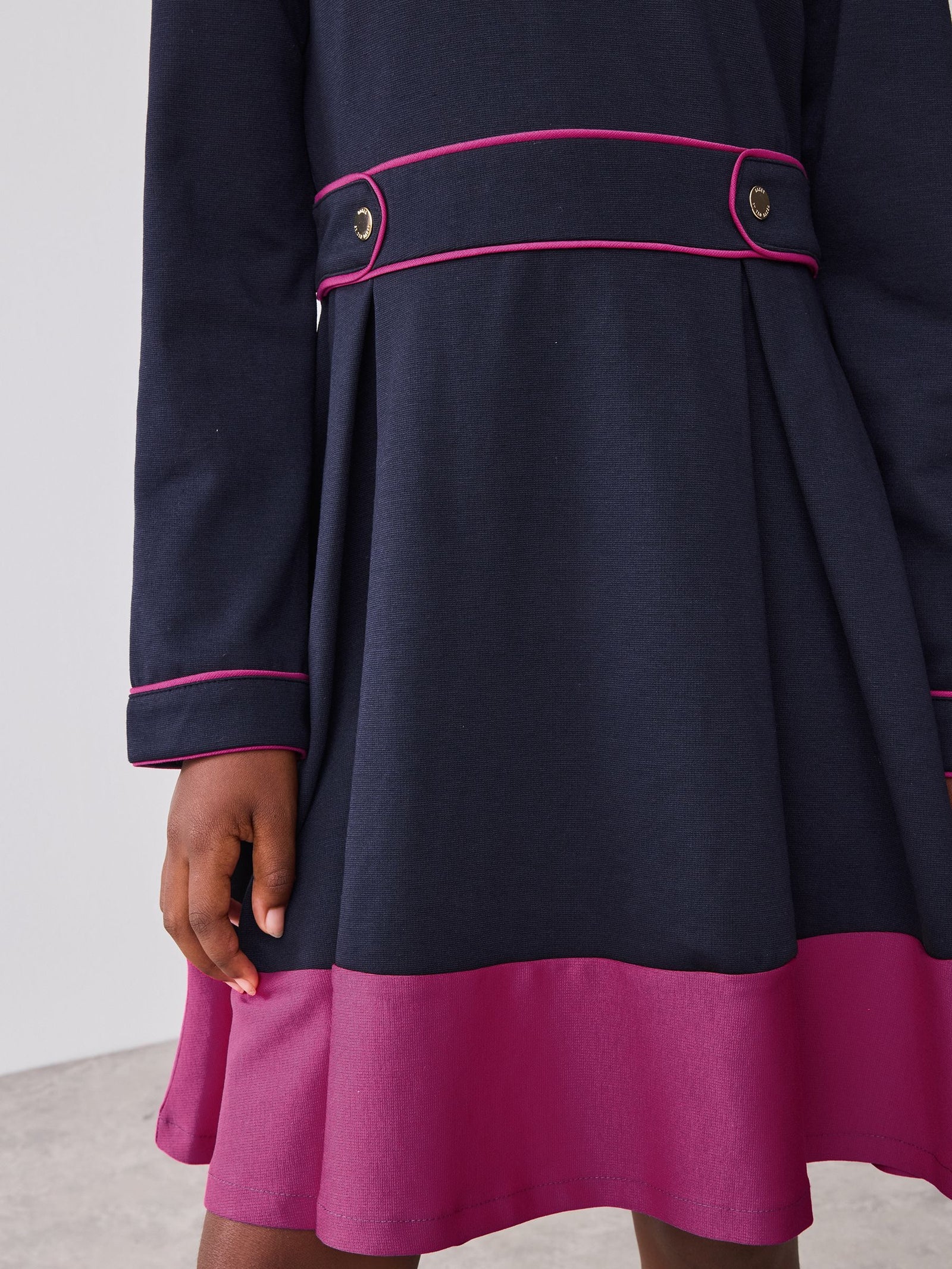 Baker by Ted Baker Bow Collar Pleated Ponte Dress