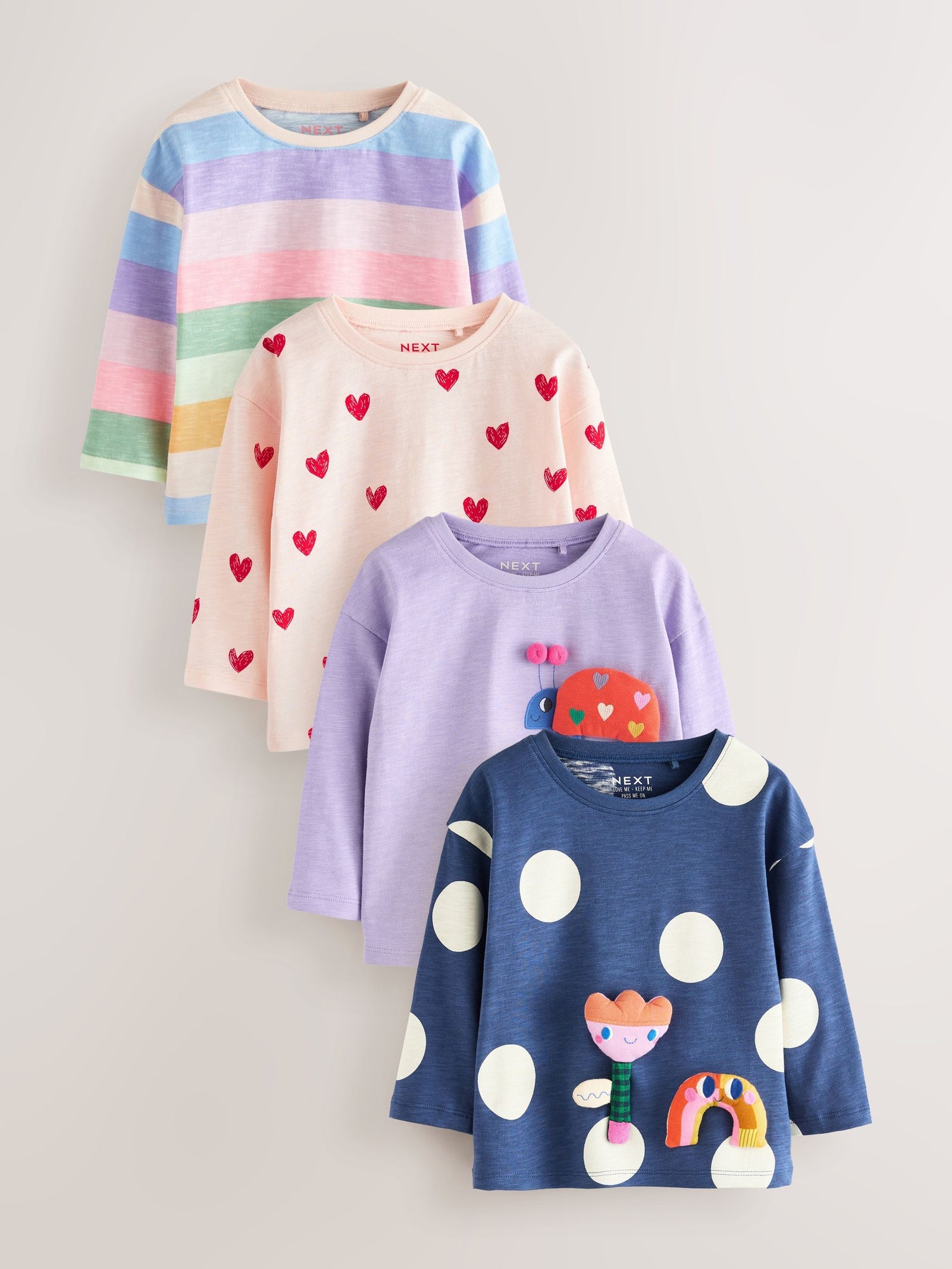 Rainbow Long Sleeve Tops 4 Pack (3mths-7yrs)