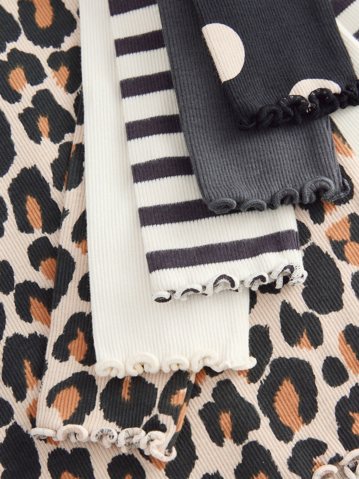 Black/White Long Sleeve Ribbed Tops 5 Pack (3mths-7yrs)