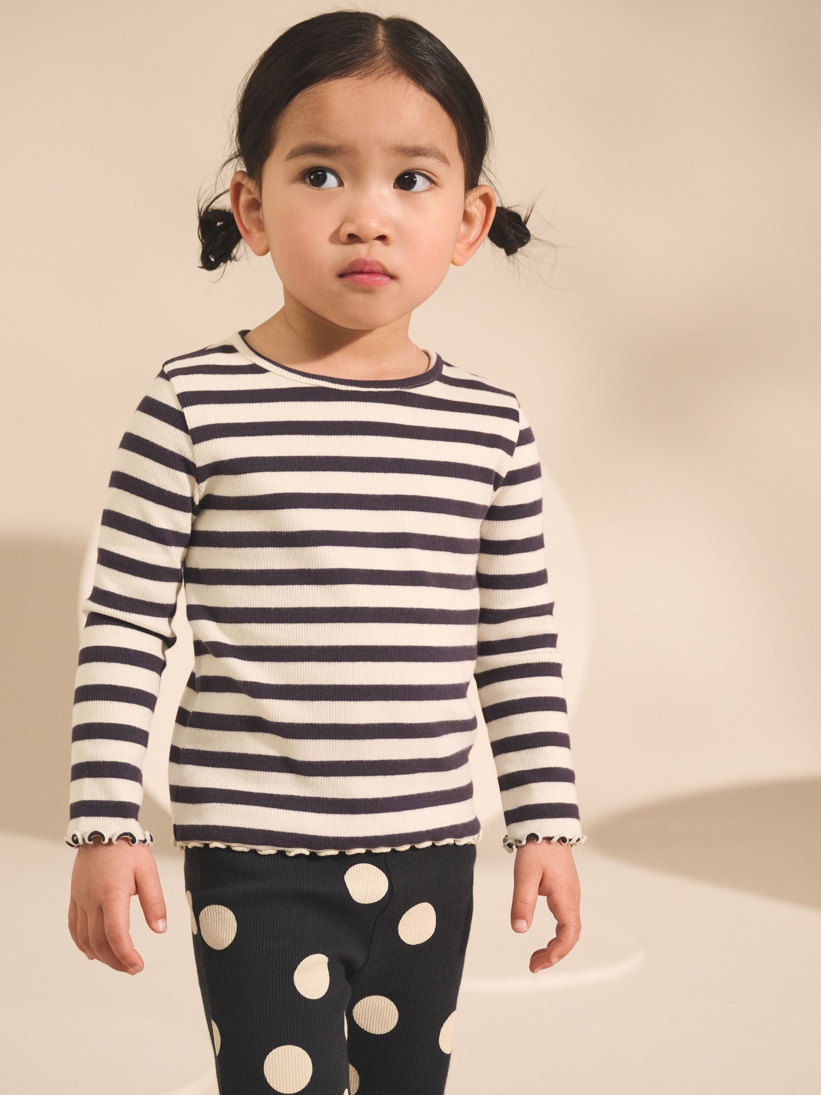 Black/White Long Sleeve Rib Tops 5 Pack (3mths-7yrs)