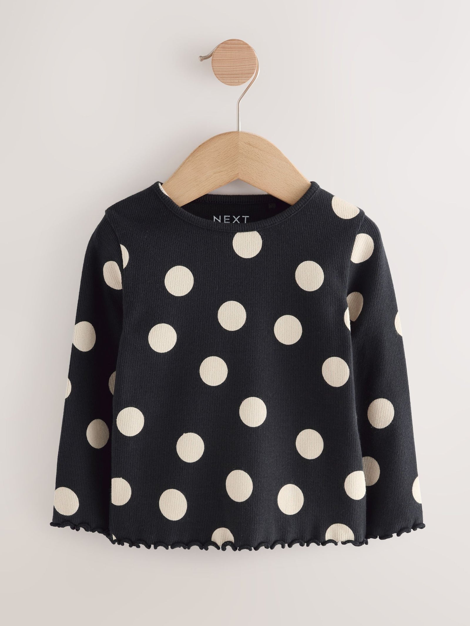 Black/White Long Sleeve Rib Tops 5 Pack (3mths-7yrs)