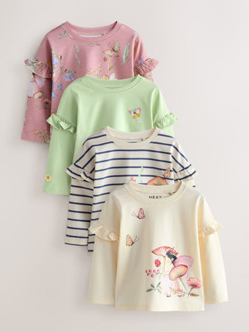 Green Fairy Long Sleeve Tops 4 Pack (3mths-7yrs)