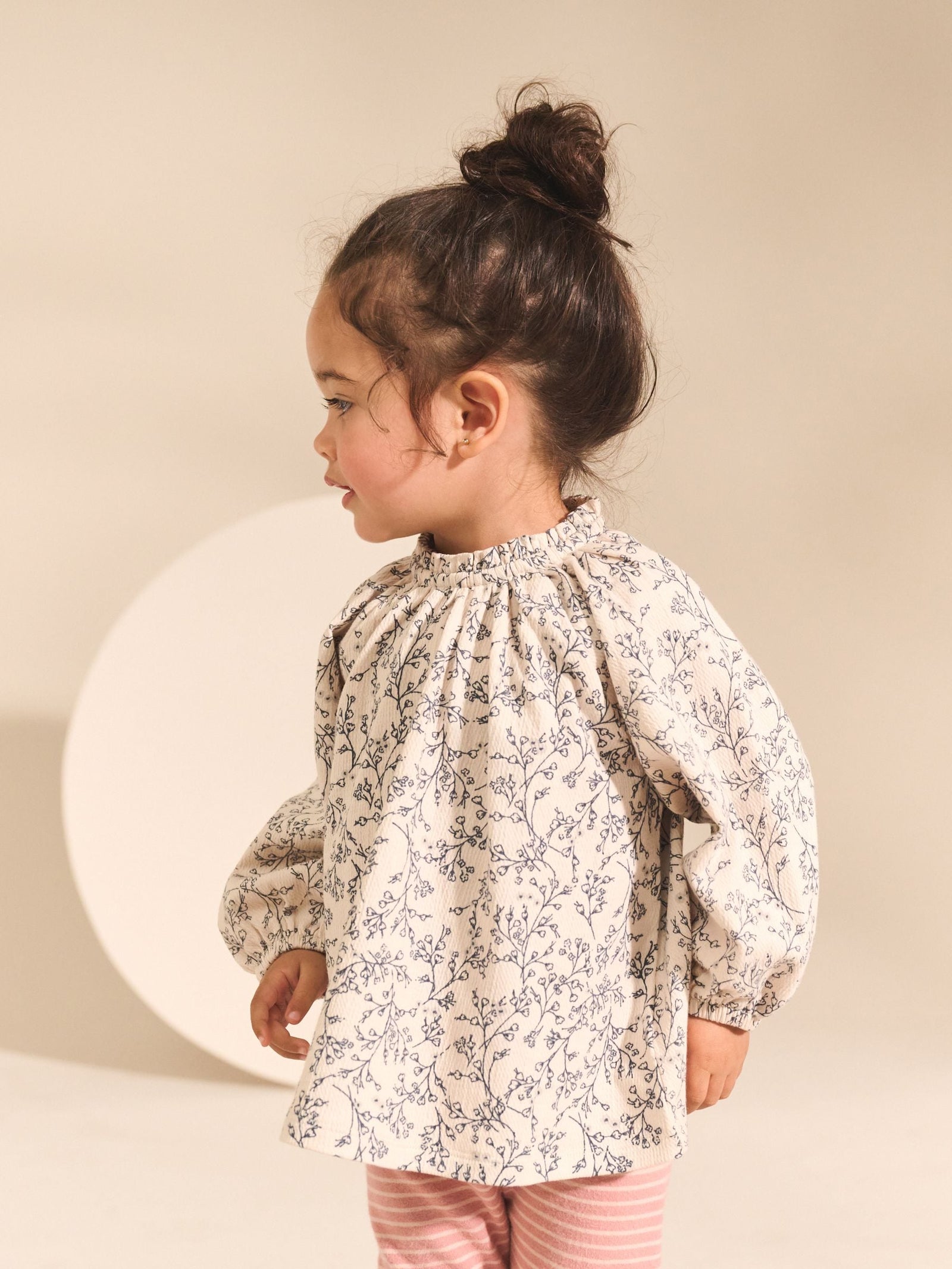 Pink/Neutral Long Sleeve Embroidered Tops (3mths-7yrs)