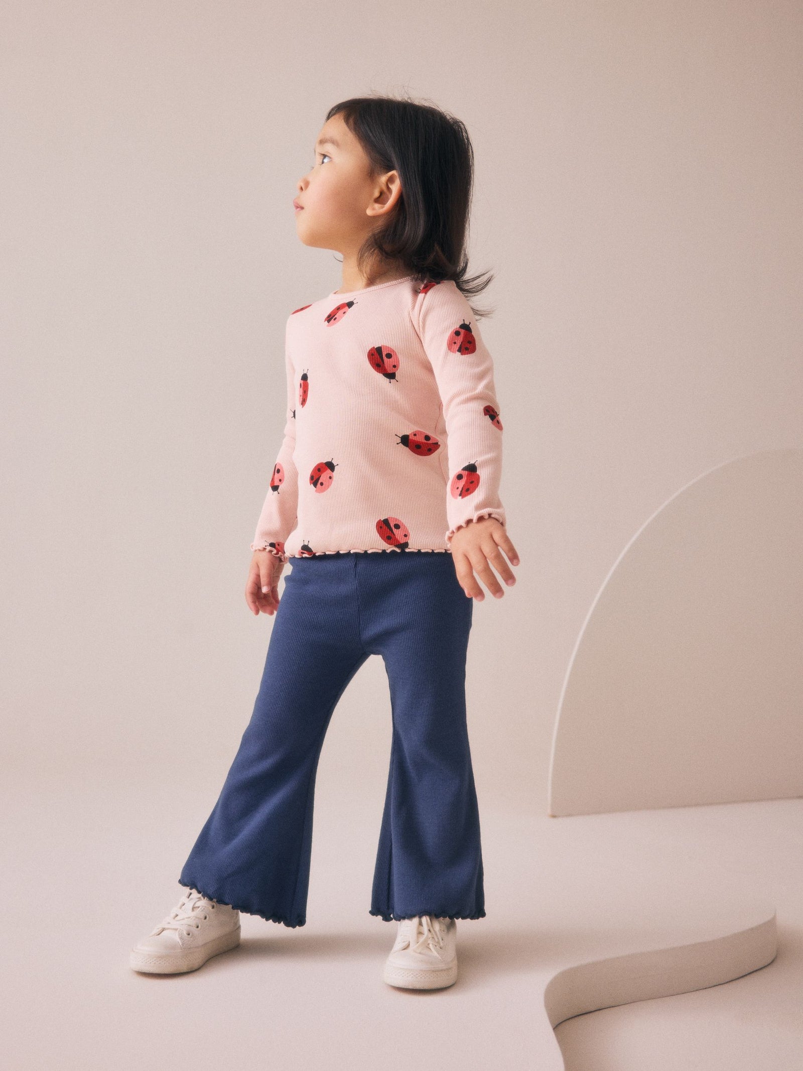 Navy/Pink Top and Flared Leggings Set 3 Pack (3mths-7yrs)
