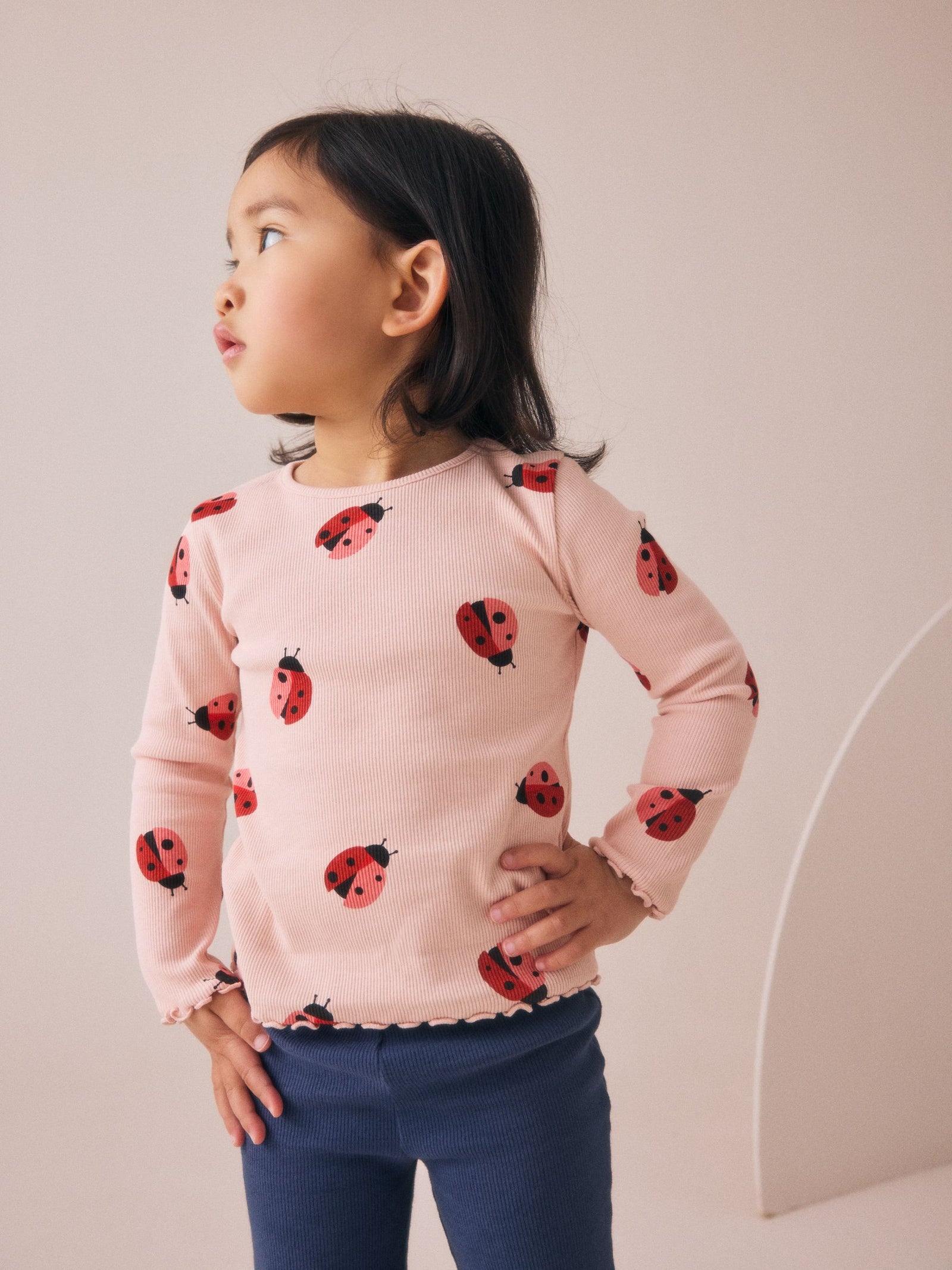 Navy/Pink Top and Flared Leggings Set 3 Pack (3mths-7yrs)
