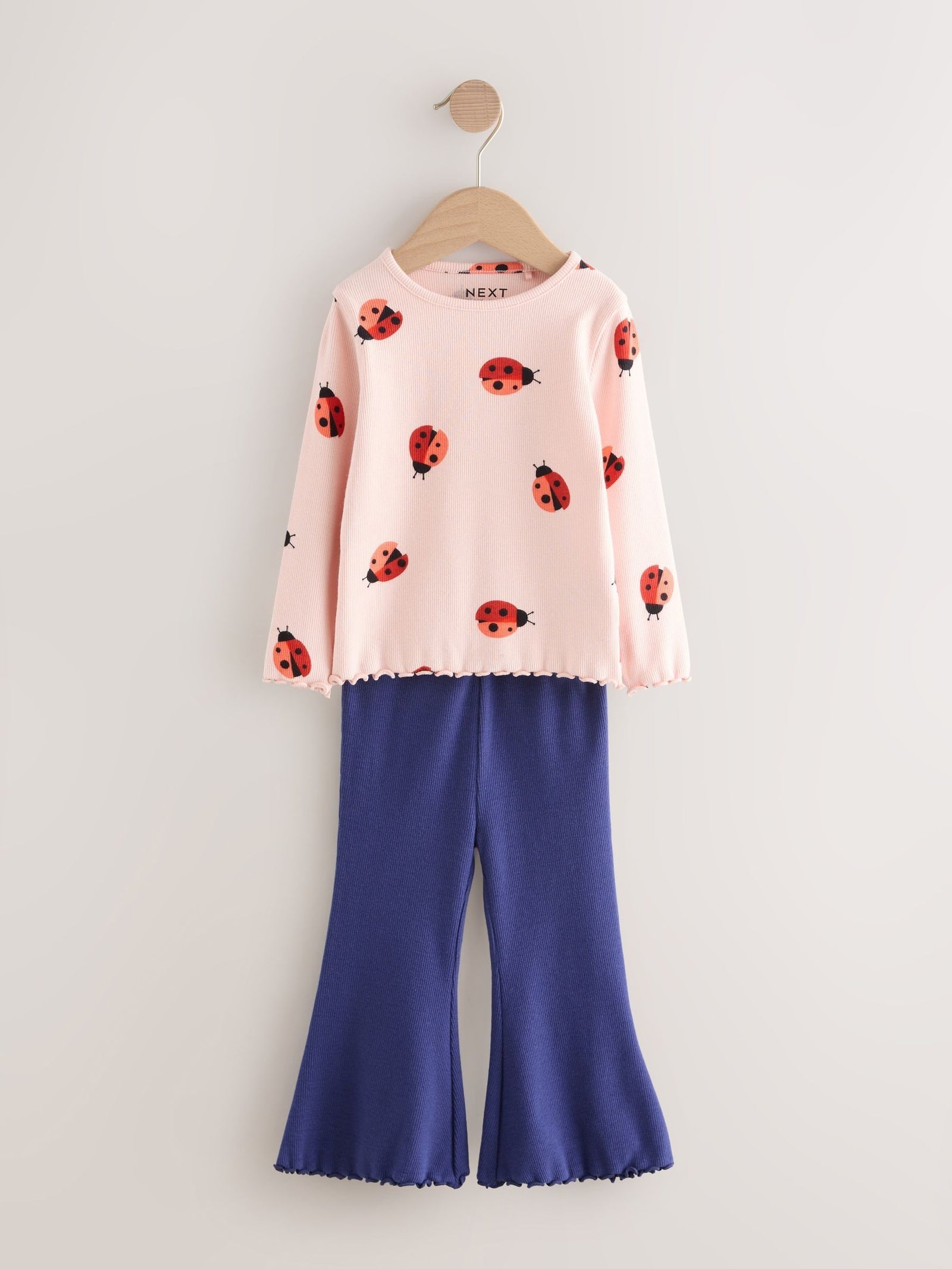 Navy/Pink Top and Flared Leggings Set 3 Pack (3mths-7yrs)