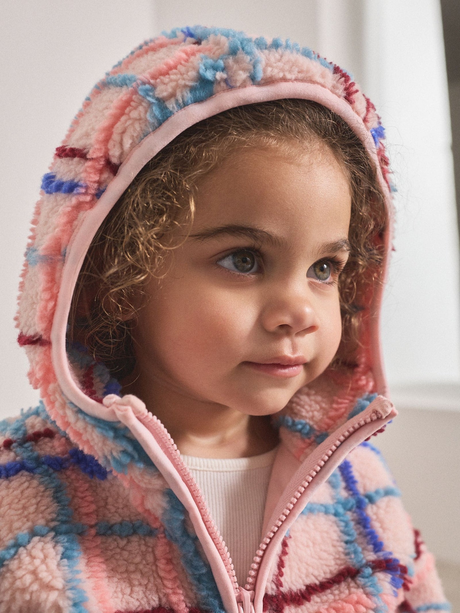Pink Grid Print Zip Through Fleece (3mths-7yrs)