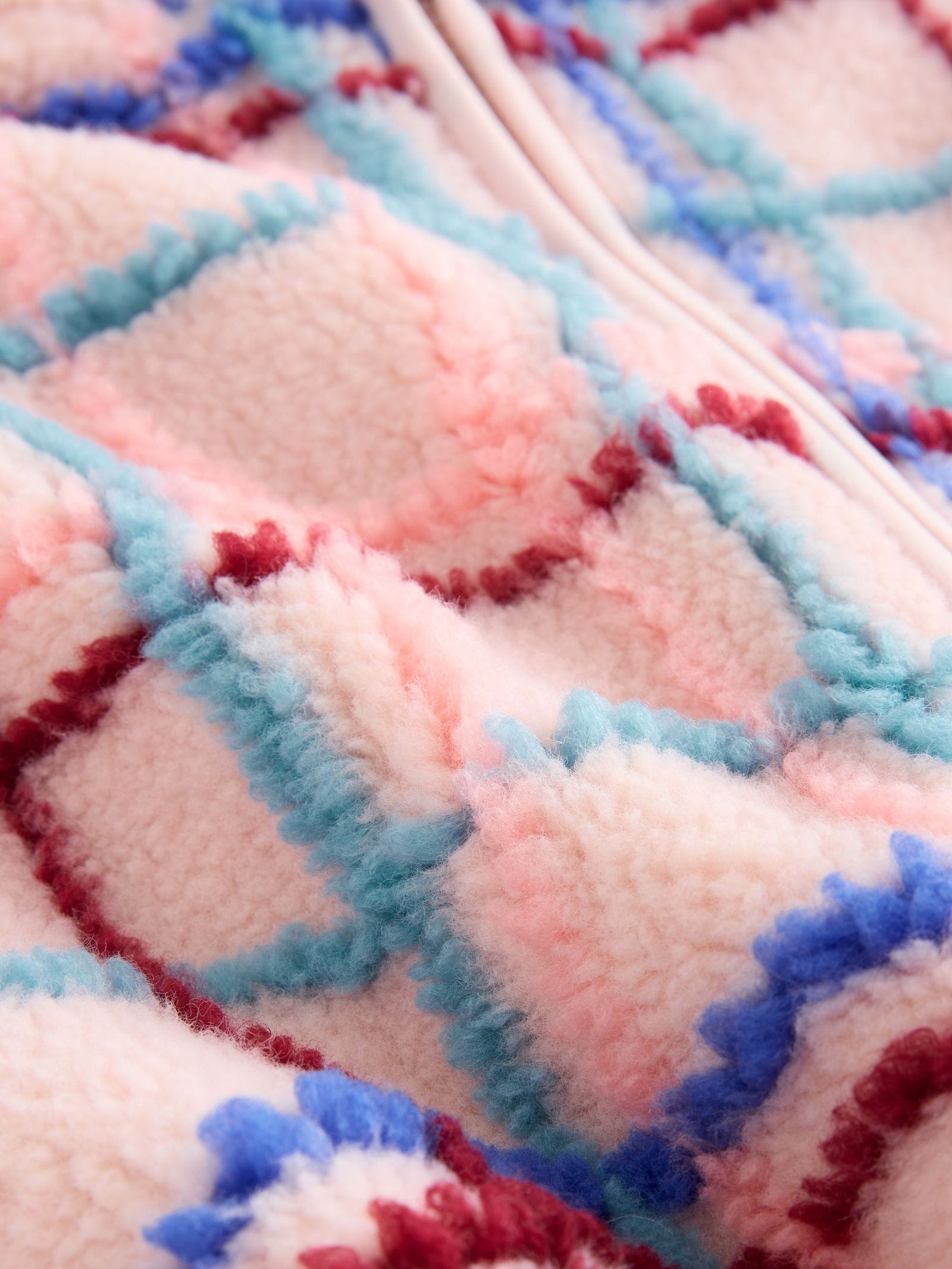 Pink Grid Print Zip Through Fleece (3mths-7yrs)
