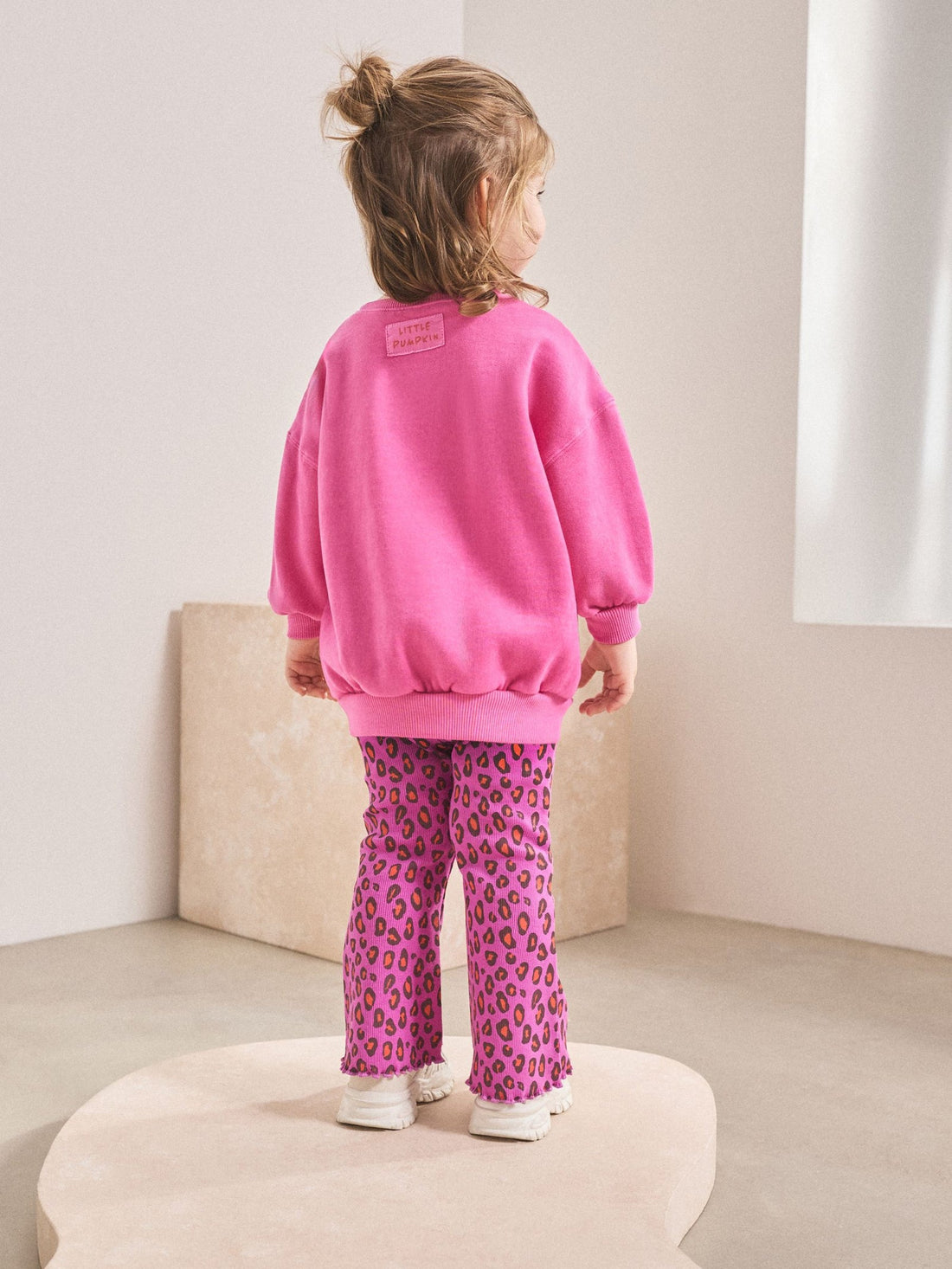 Pink Heart Animal Print Sweatshirt & Flare Leggings Set (3mths-7yrs)