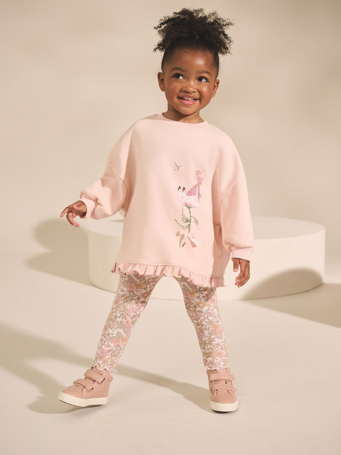 Pink Floral Fairy Frill Hem Sweatshirt & Leggings Set (3mths-7yrs)