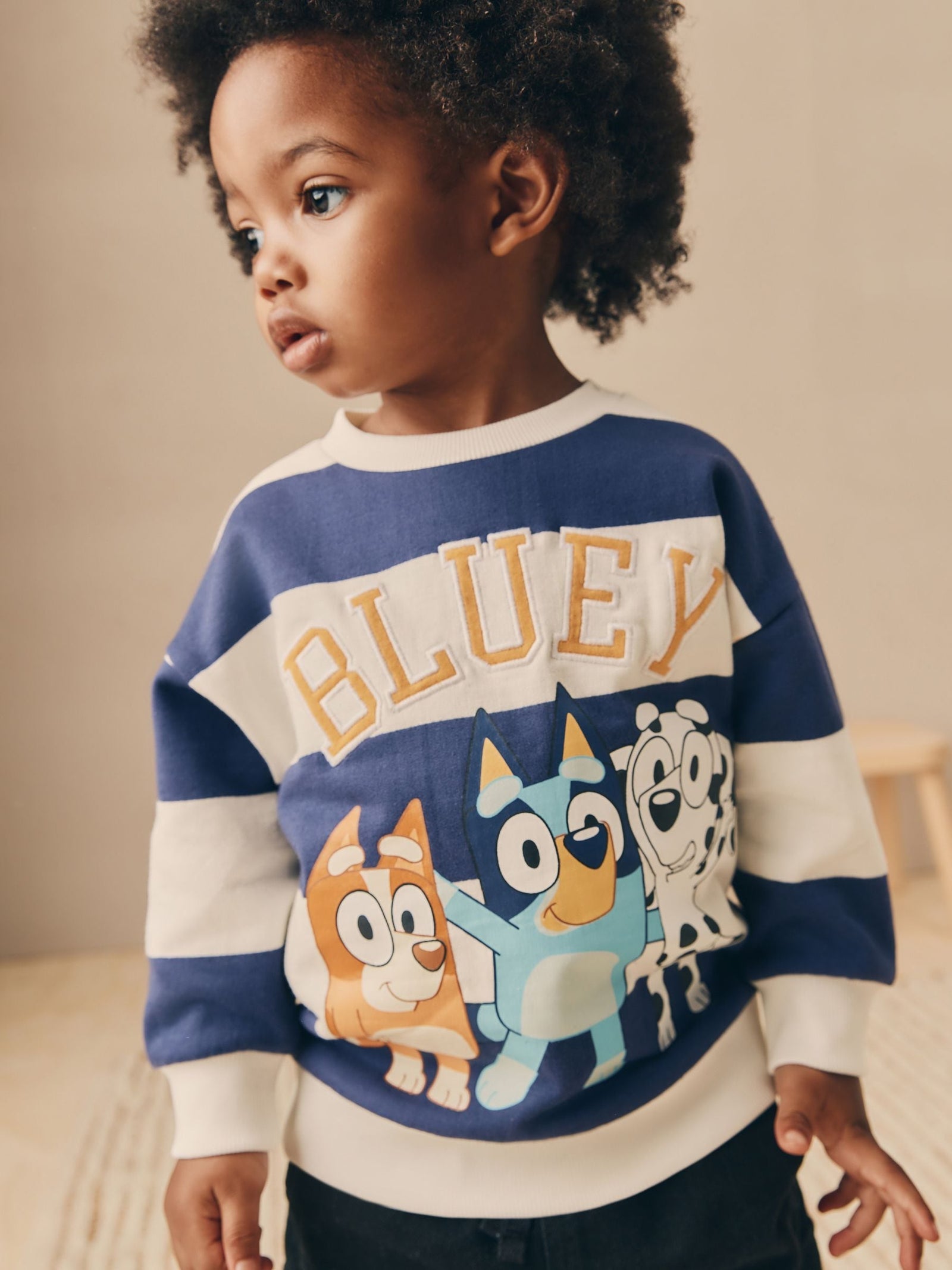 Navy/white Bluey Crew Neck Cotton Sweatshirt (12mths-8yrs)